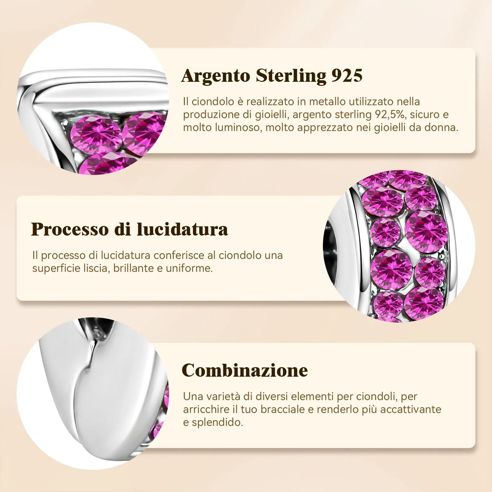 J.Fée Ciondoli Charm per Bracciali e Collane in Argento 925 da Donna - immagine 6