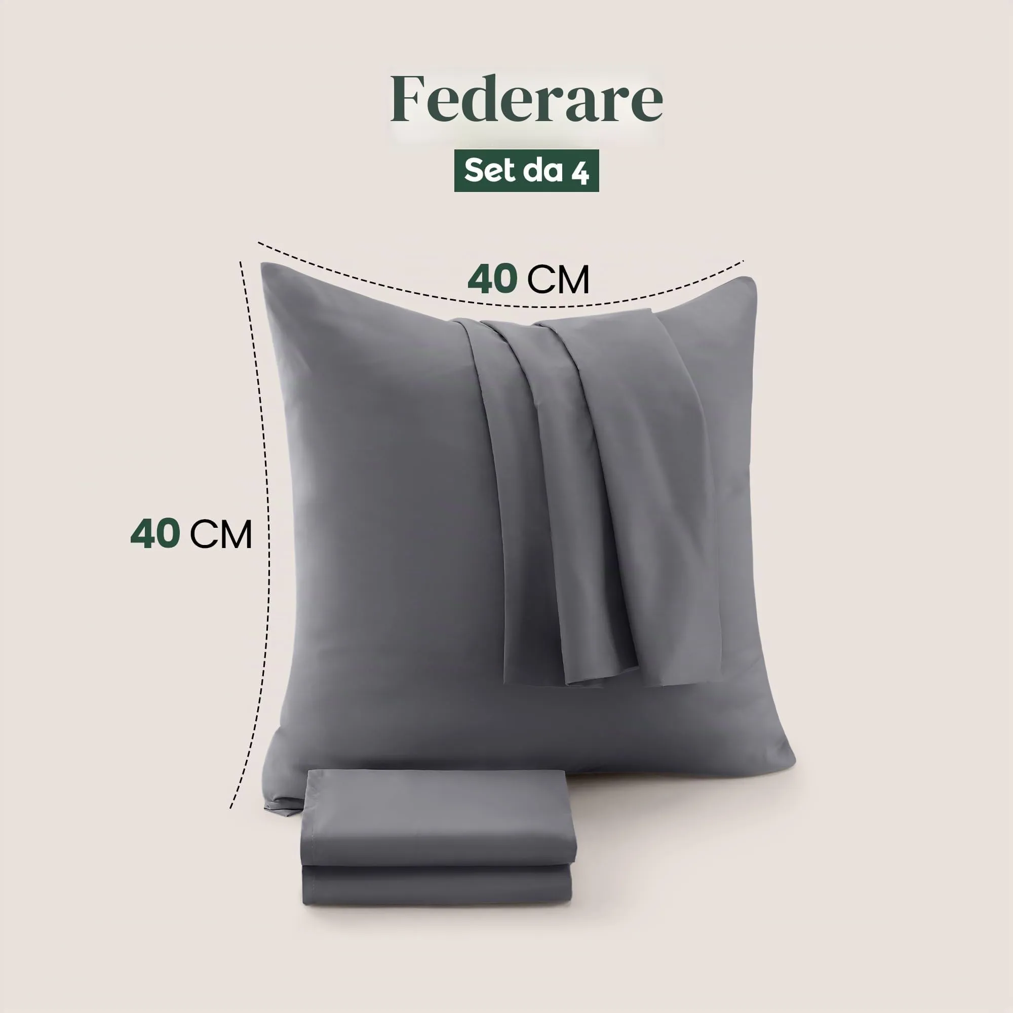 Utopia Bedding Set di 4 Copricuscino, 40 x 40 cm, Grigio - immagine 2