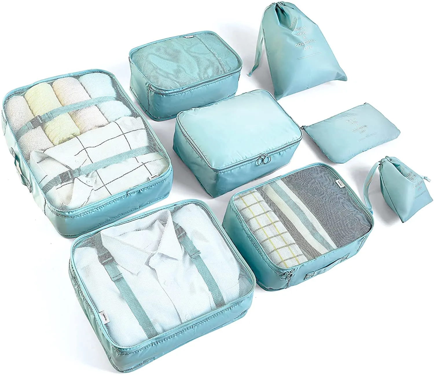 BillyBath Set Organizer da Viaggio 8 Pezzi, Blu-Verde 013 - immagine 1