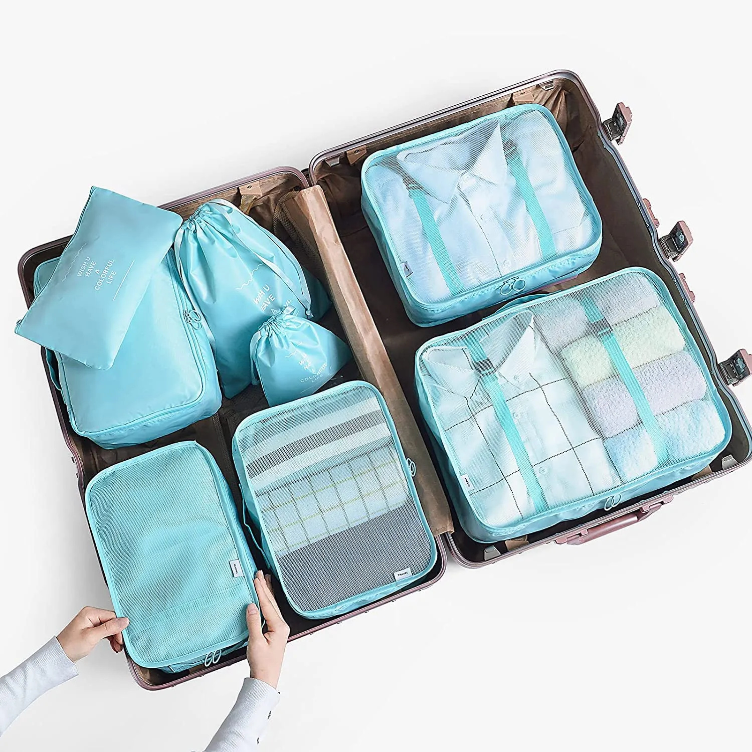BillyBath Set Organizer da Viaggio 8 Pezzi, Blu-Verde 013 - immagine 2