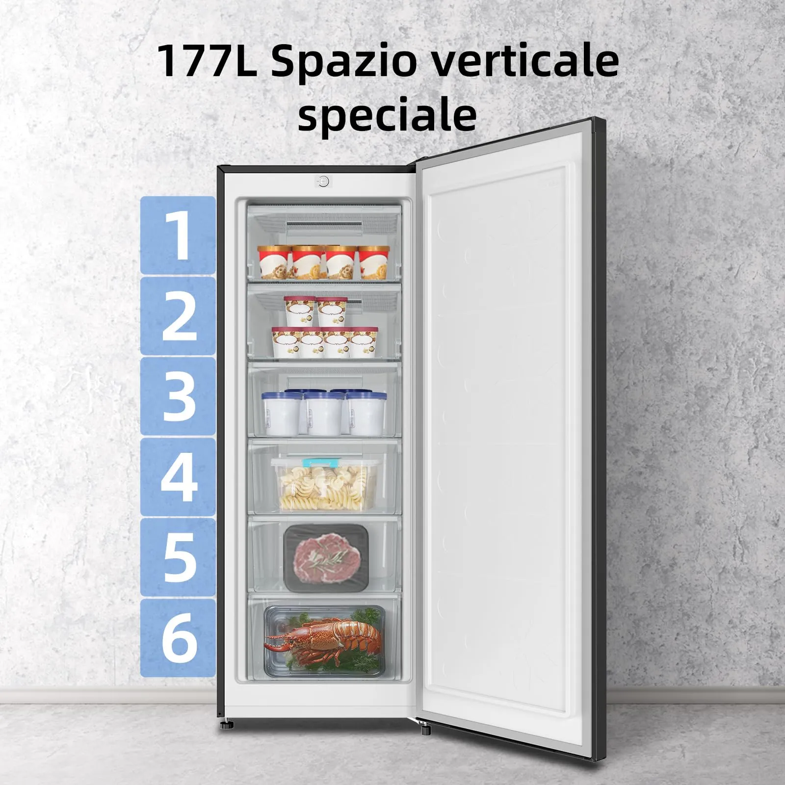 CHiQ CSD208D4E Freezer Verticale 177L Low Frost Acciaio Nero - immagine 3