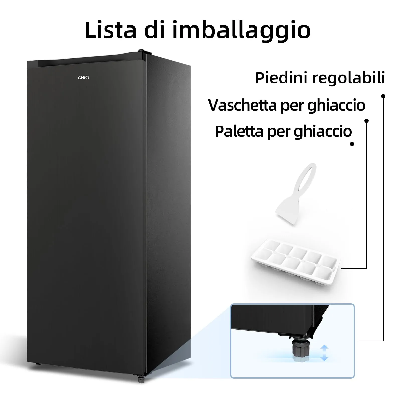 CHiQ CSD208D4E Freezer Verticale 177L Low Frost Acciaio Nero - immagine 5