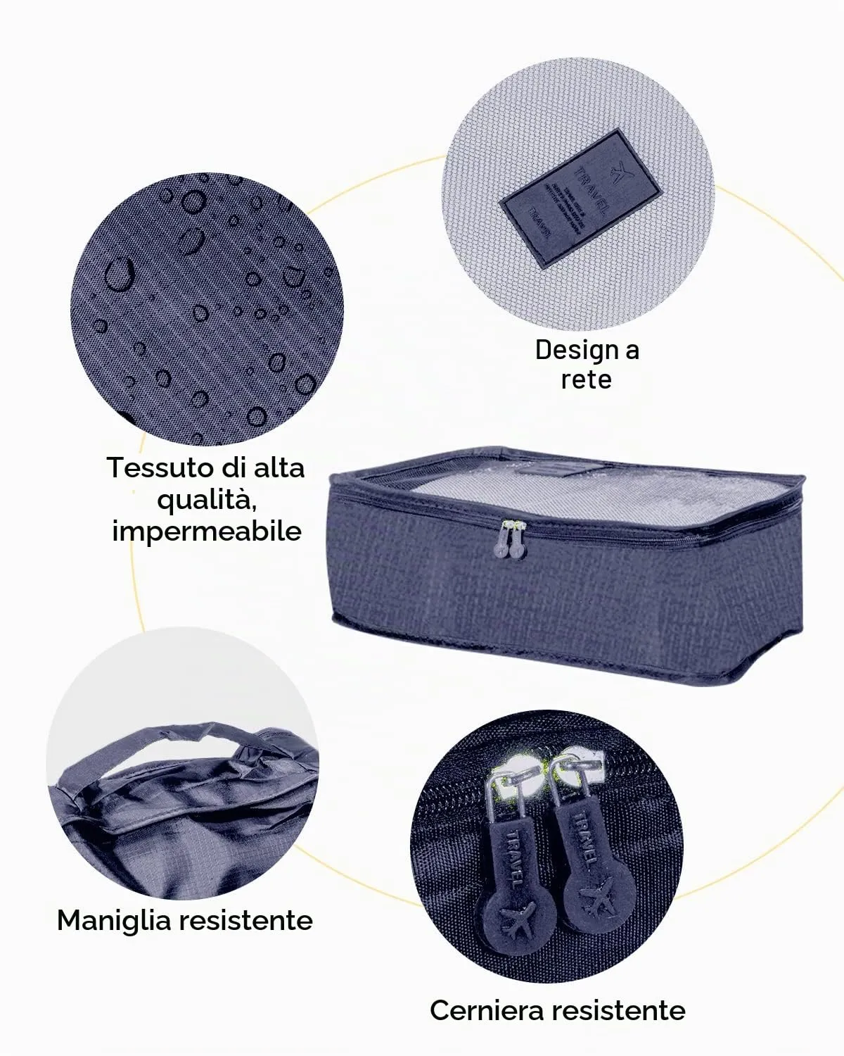 BillyBath Set Organizer per Valigie 8 in 1, Blu Scuro - immagine 4