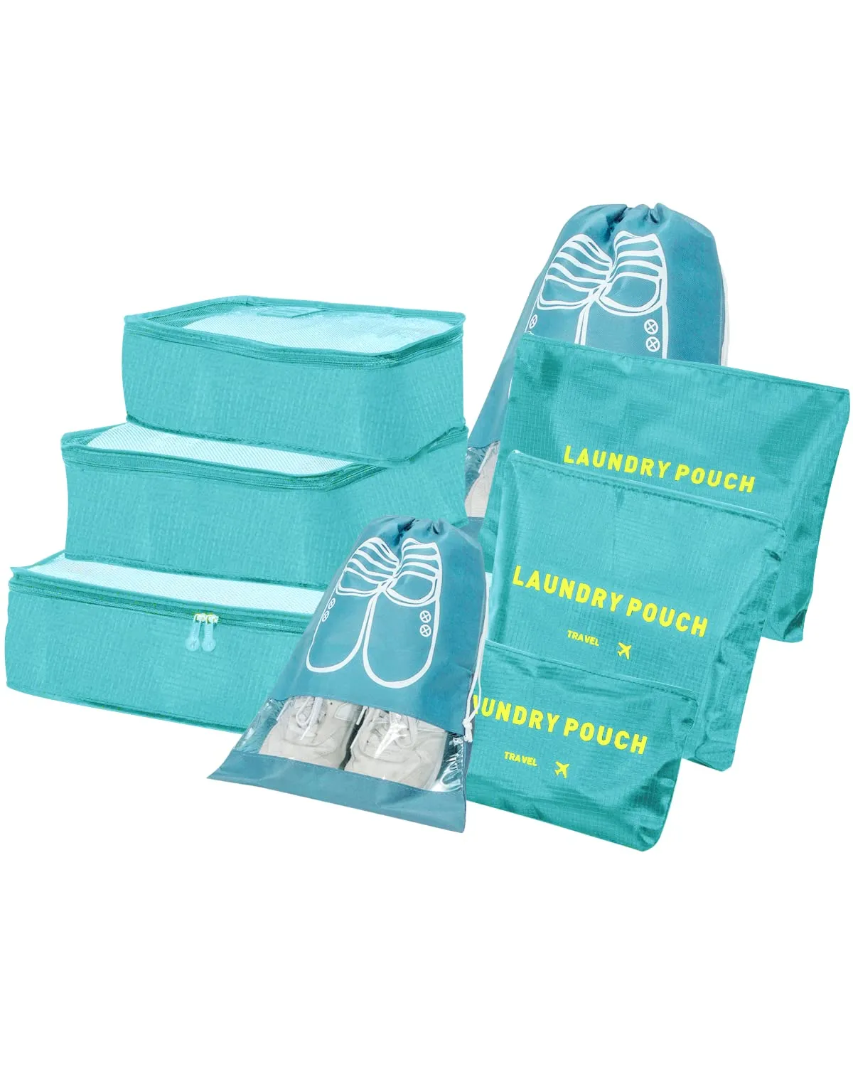 BillyBath Set Organizer da Viaggio 8 in 1 per Vestiti, Scarpe e Cosmetici, Azzurro - immagine 1