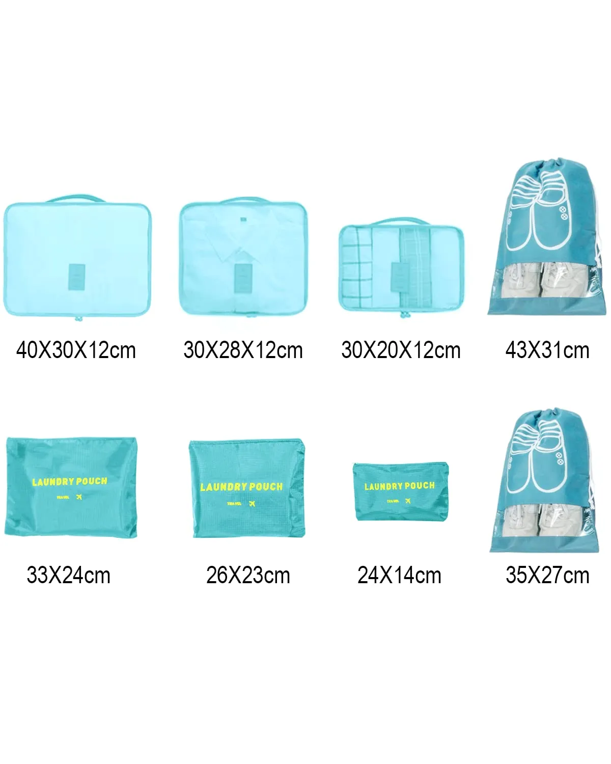 BillyBath Set Organizer da Viaggio 8 in 1 per Vestiti, Scarpe e Cosmetici, Azzurro - immagine 3