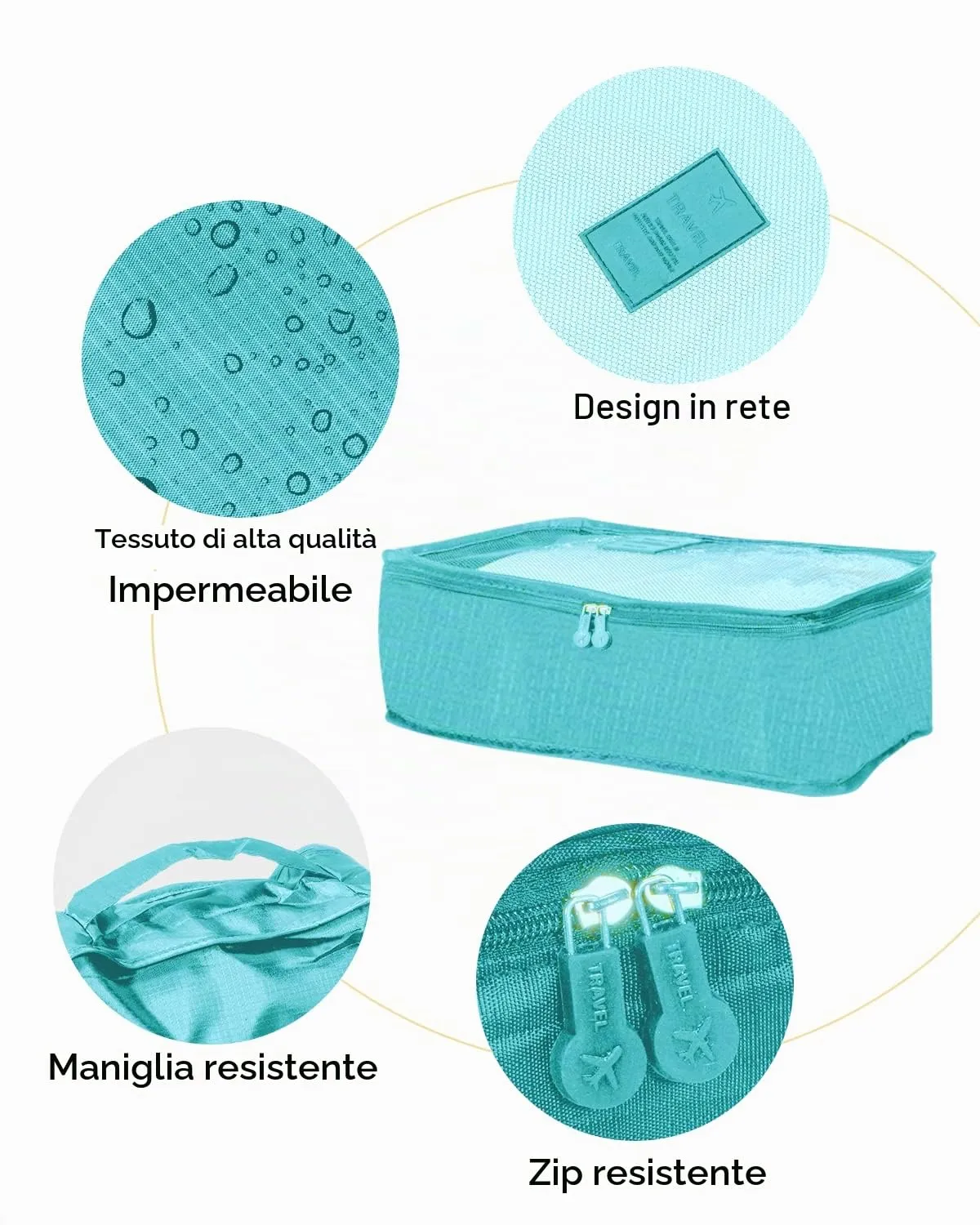 BillyBath Set Organizer da Viaggio 8 in 1 per Vestiti, Scarpe e Cosmetici, Azzurro - immagine 4