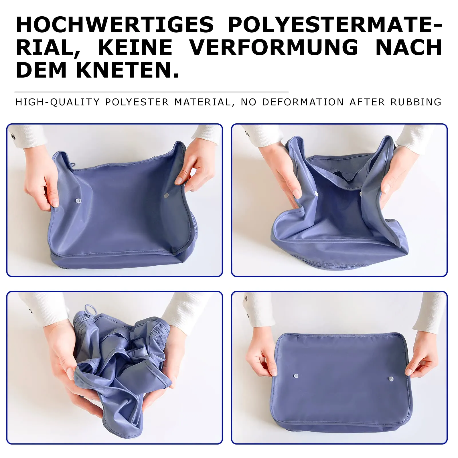 BillyBath Set di 8 Organizer per Valigia, Cubi di Imballaggio e Sacchetti di Compressione per Vestiti, Cosmetici, Scarpe e Intimo, Blu (031) - immagine 6