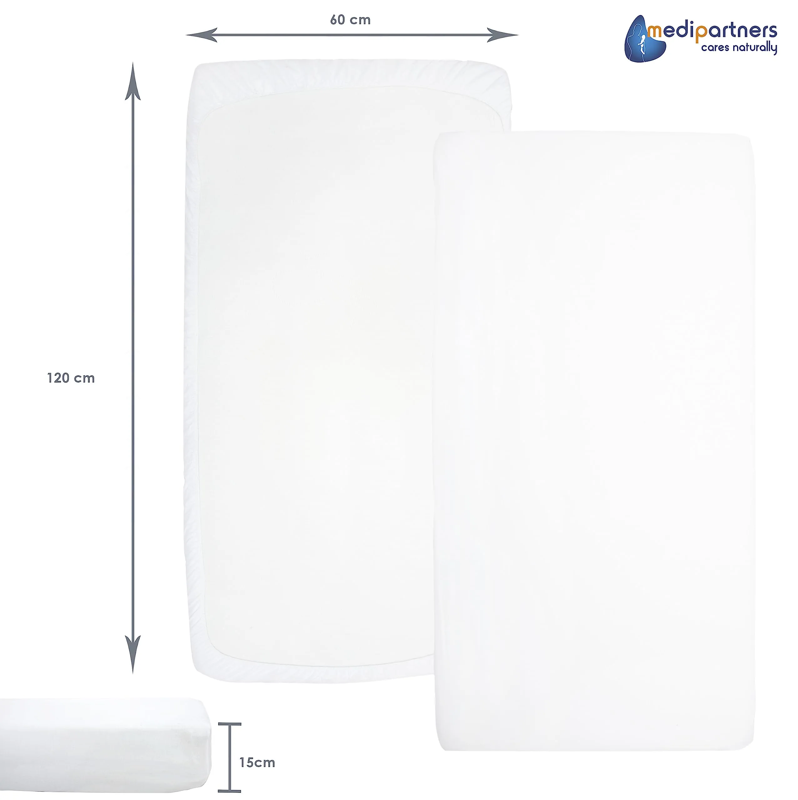 Medi Partners Lenzuola Lettino Neonato 60x120 100% Cotone con Angoli (Bianco) - immagine 3