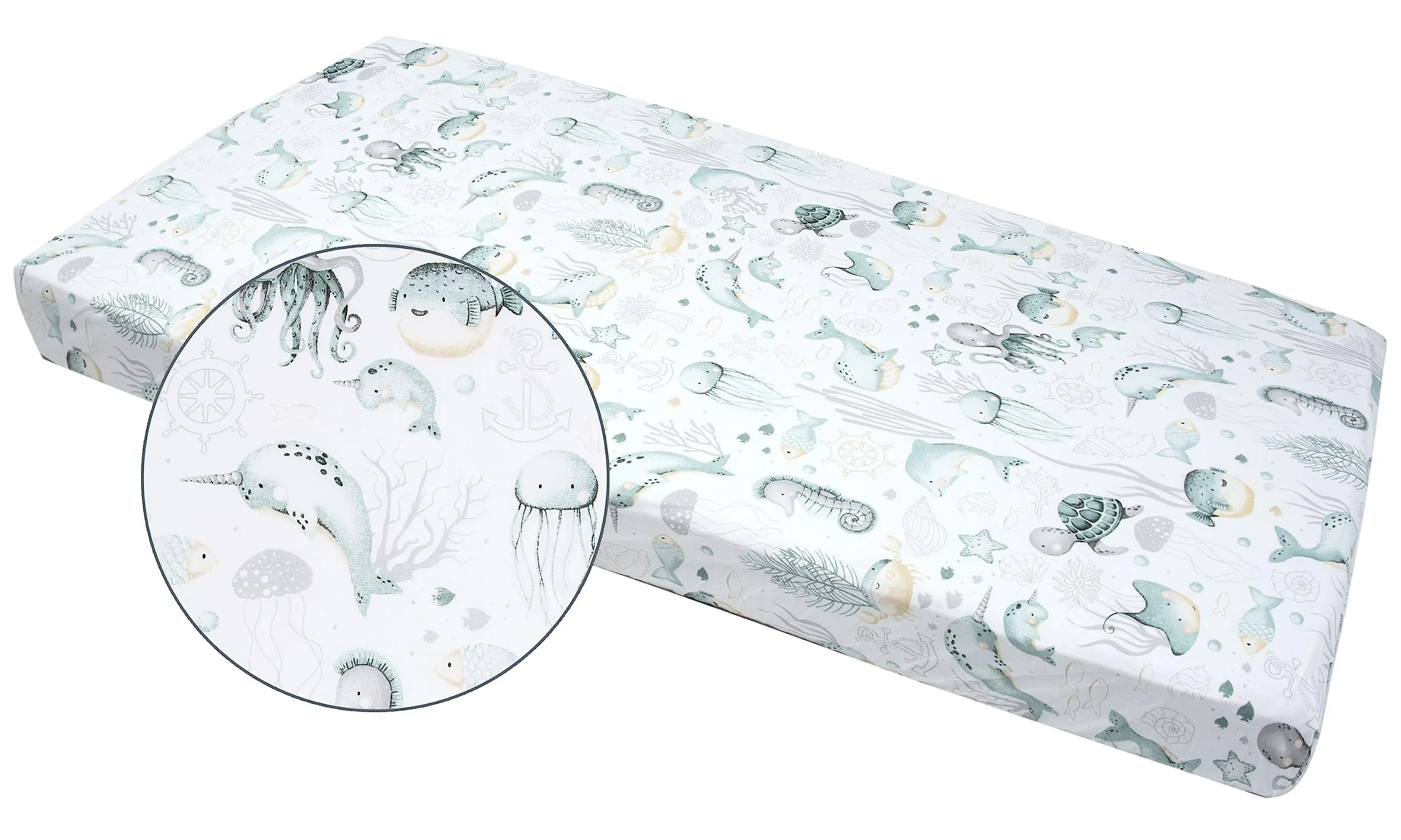 Medi Partners Lenzuola Lettino Neonato 60x120, 100% Cotone con Angoli (Oceano) - immagine 4