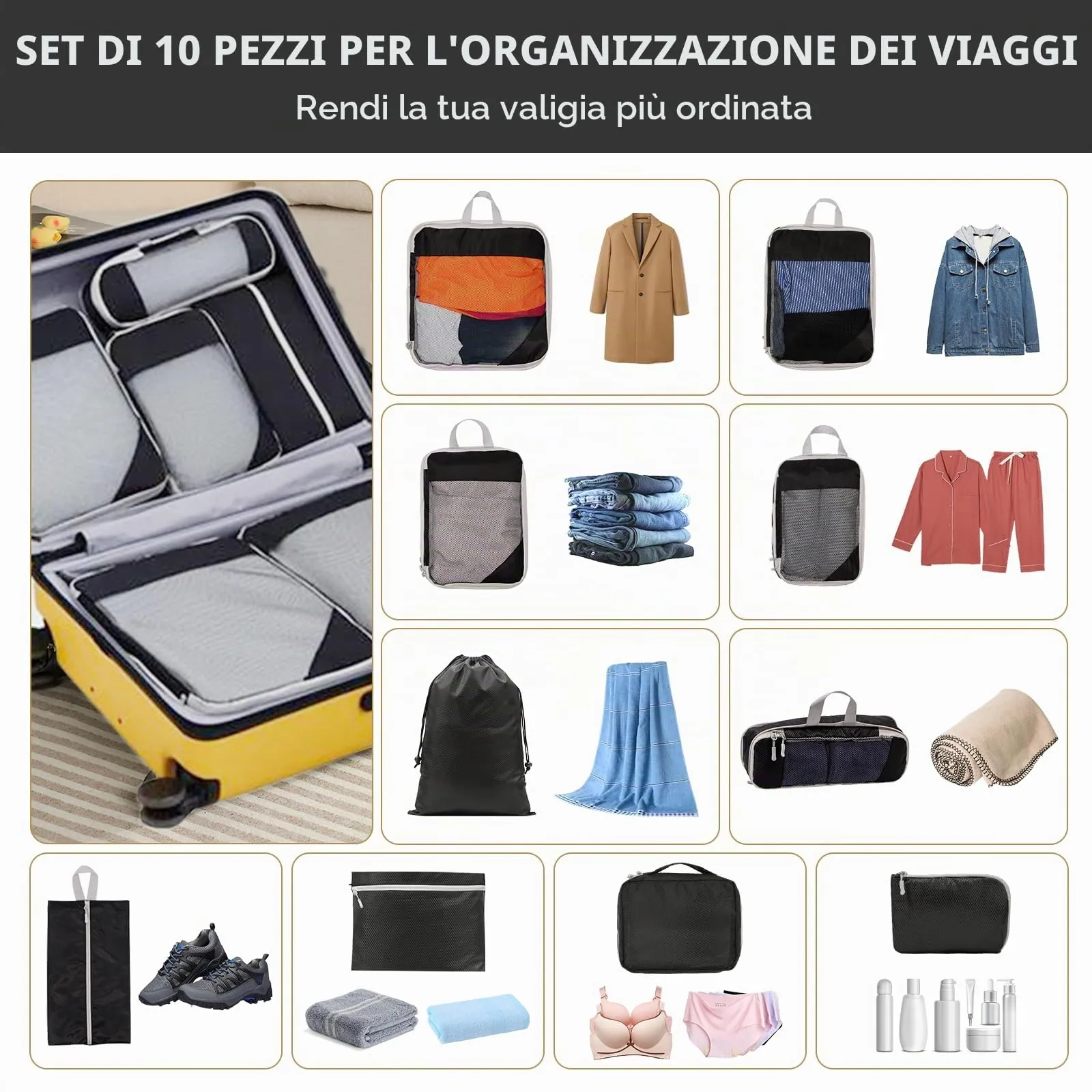 BillyBath Set Organizer per Valigie, 10 Pezzi - immagine 6
