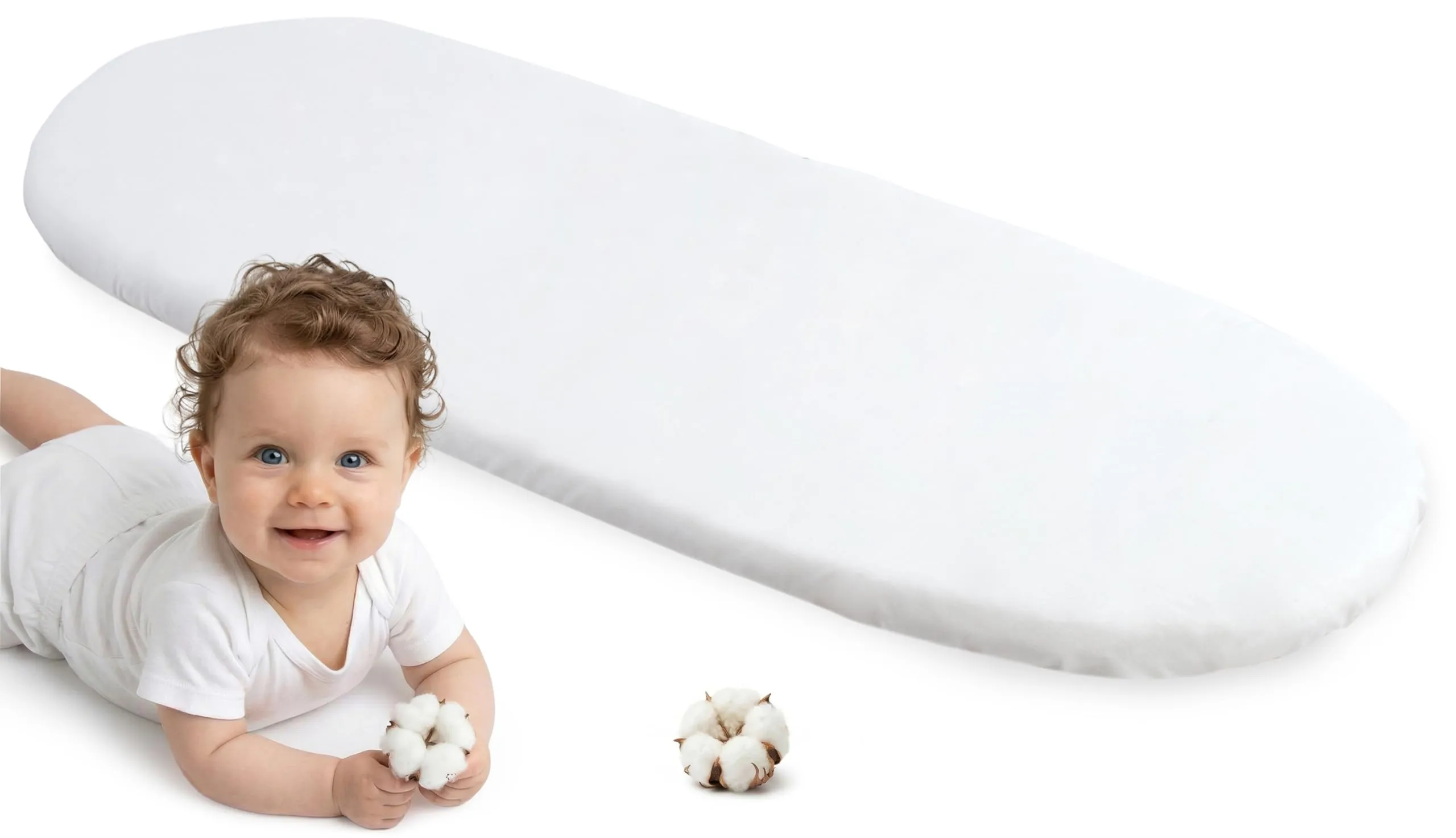 Medi Partners Lenzuolo per Lettino Culla Navicella Neonato 86x40, 100% Cotone, Bianco - immagine 1