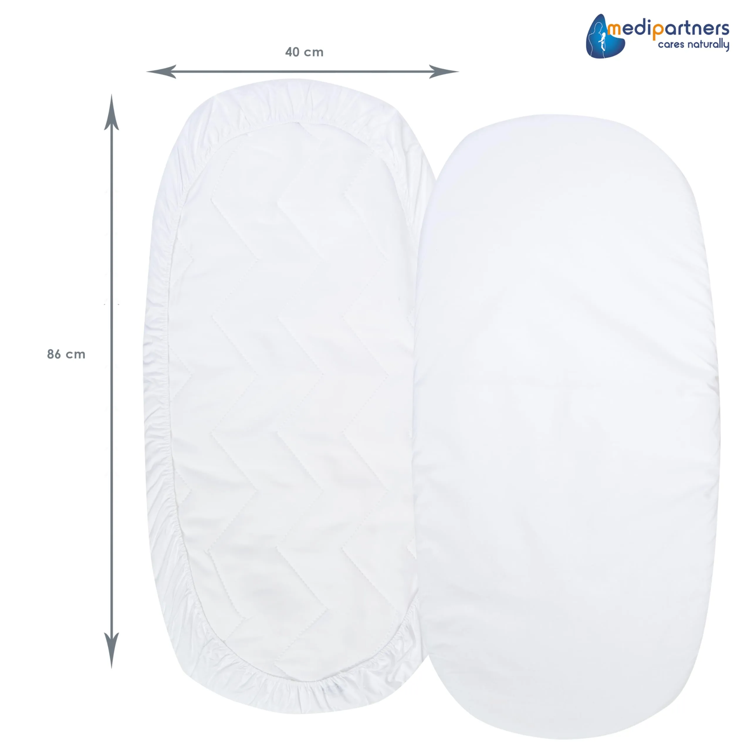 Medi Partners Lenzuolo per Lettino Culla Navicella Neonato 86x40, 100% Cotone, Bianco - immagine 3