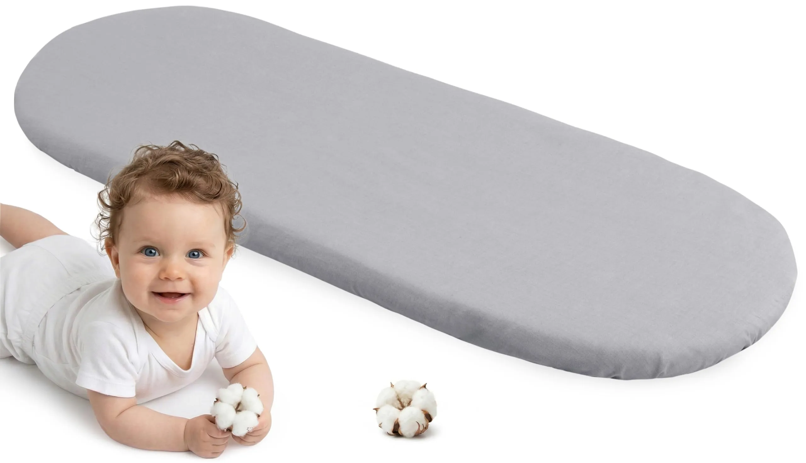 Medi Partners Lenzuolo per Lettino Culla e Navicella 86x40 100% Cotone (Grigio) - immagine 1