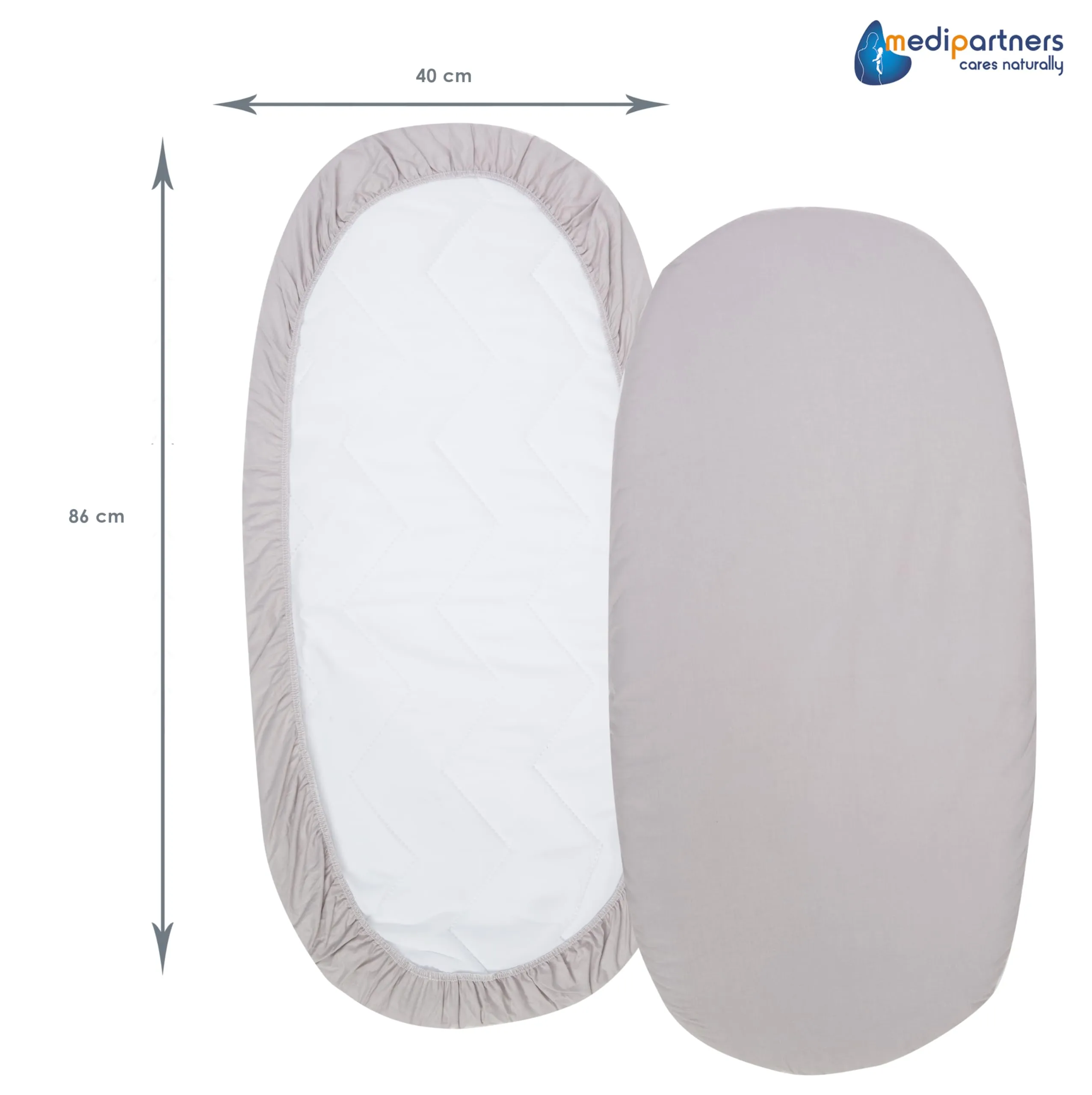 Medi Partners Lenzuolo per Lettino Culla e Navicella 86x40 100% Cotone (Grigio) - immagine 3