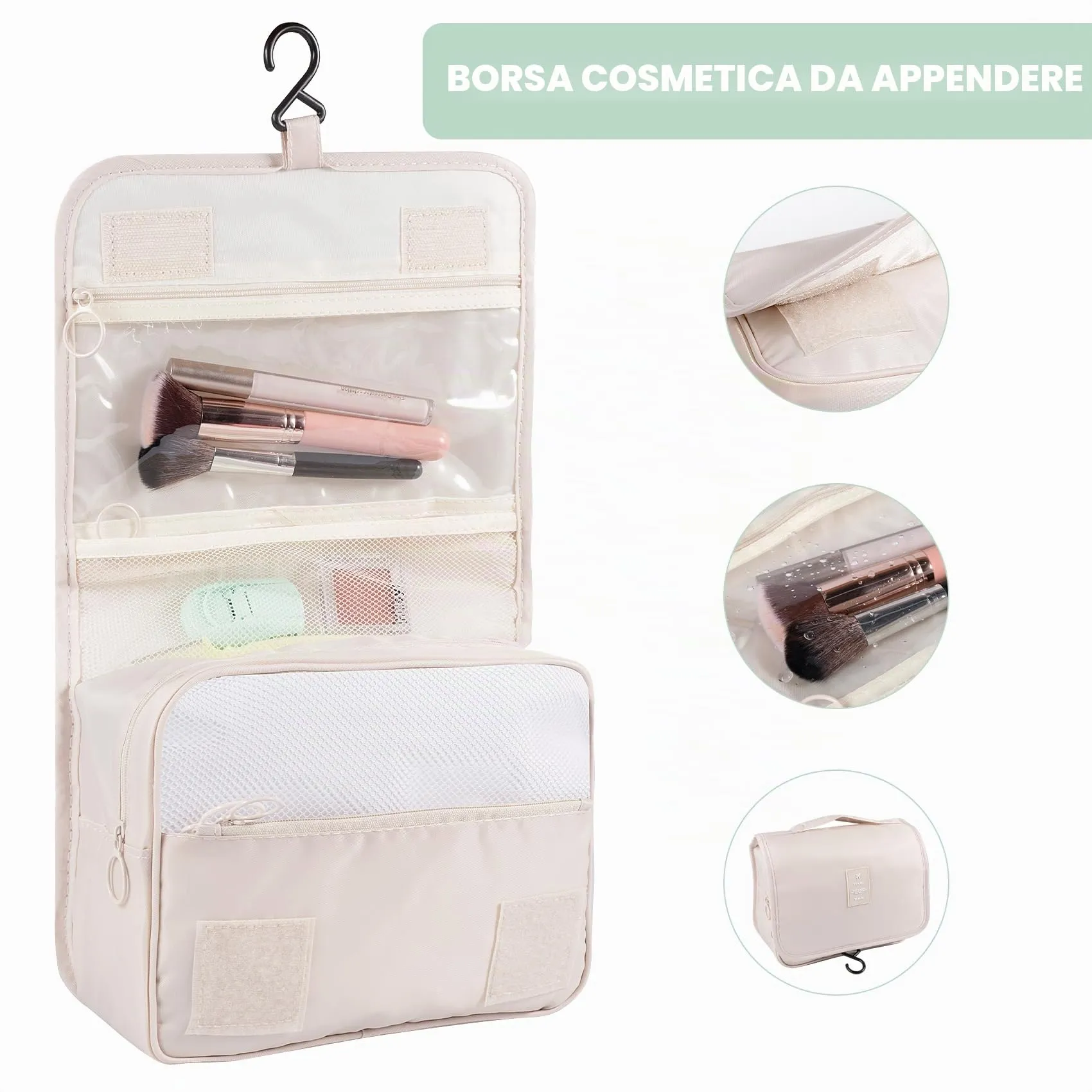 BillyBath Set di 11 organizer per valigie, beige - immagine 3