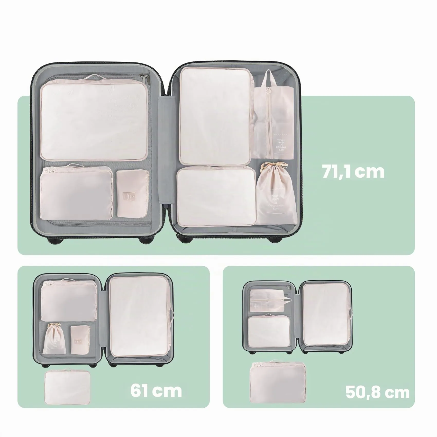 BillyBath Set di 11 organizer per valigie, beige - immagine 4