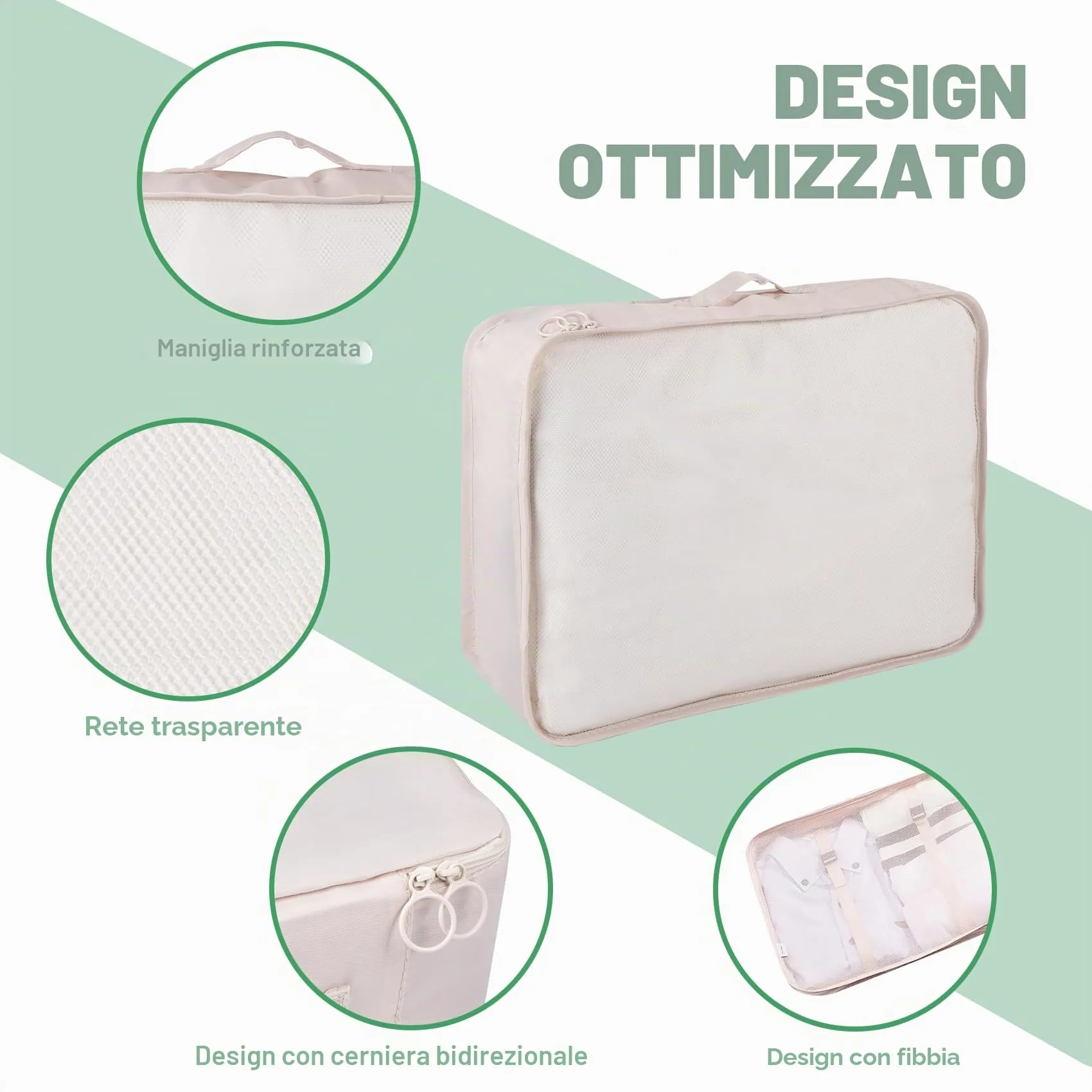 BillyBath Set di 11 organizer per valigie, beige - immagine 5