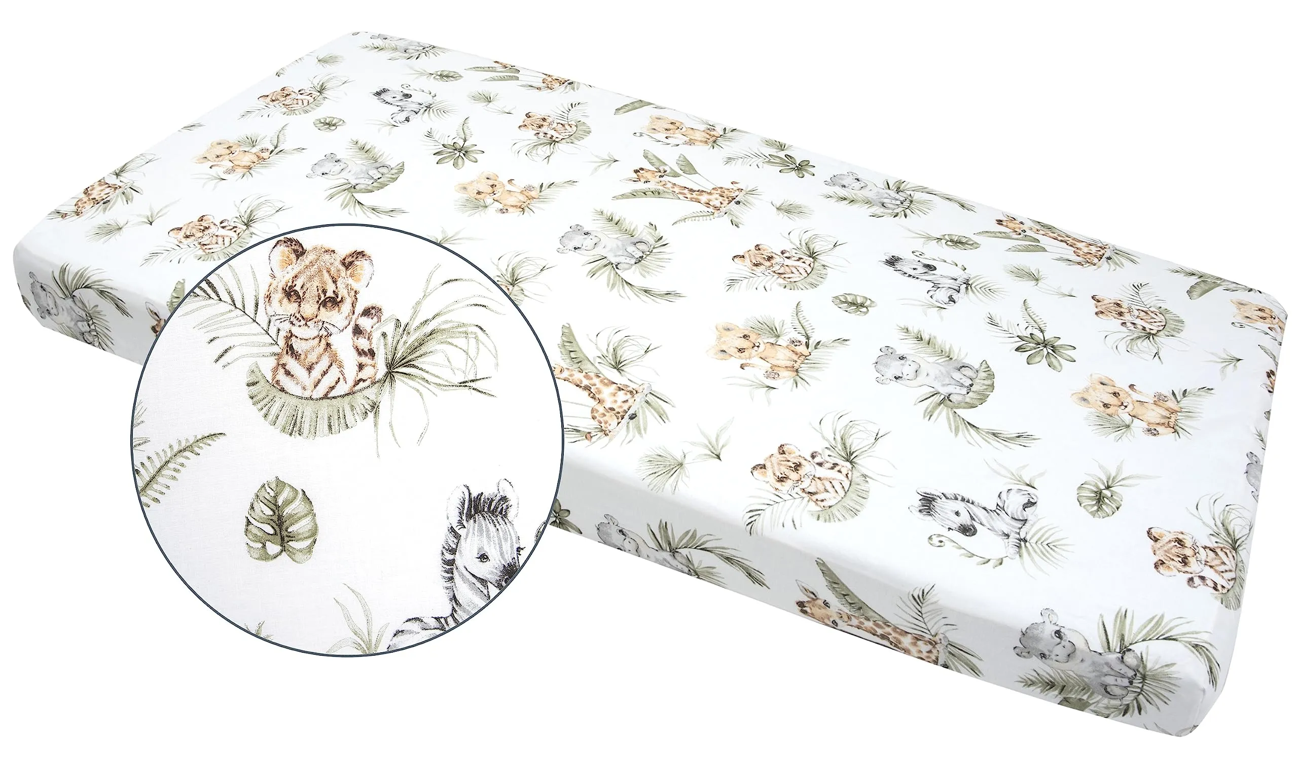Medi Partners Lenzuola Lettino Neonato 60x120, 100% Cotone con Angoli (Safari) - immagine 4