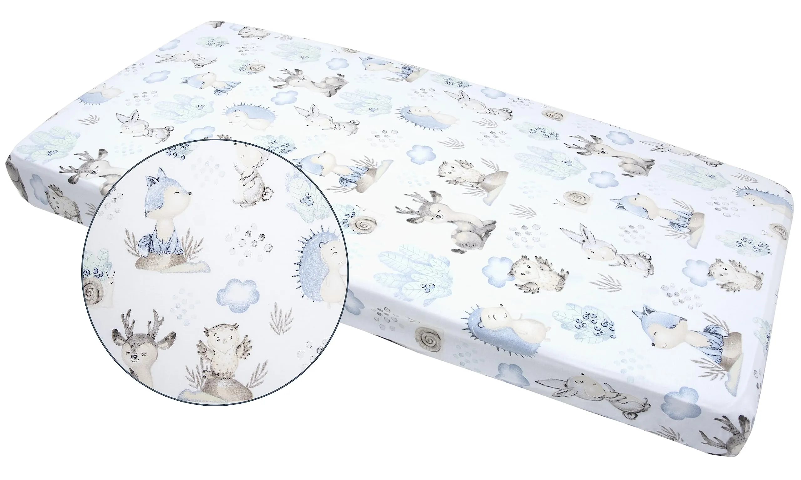Medi Partners Lenzuolo con Angoli per Lettino Neonato 60x120, 100% Cotone (Cervo E Riccio) - immagine 4