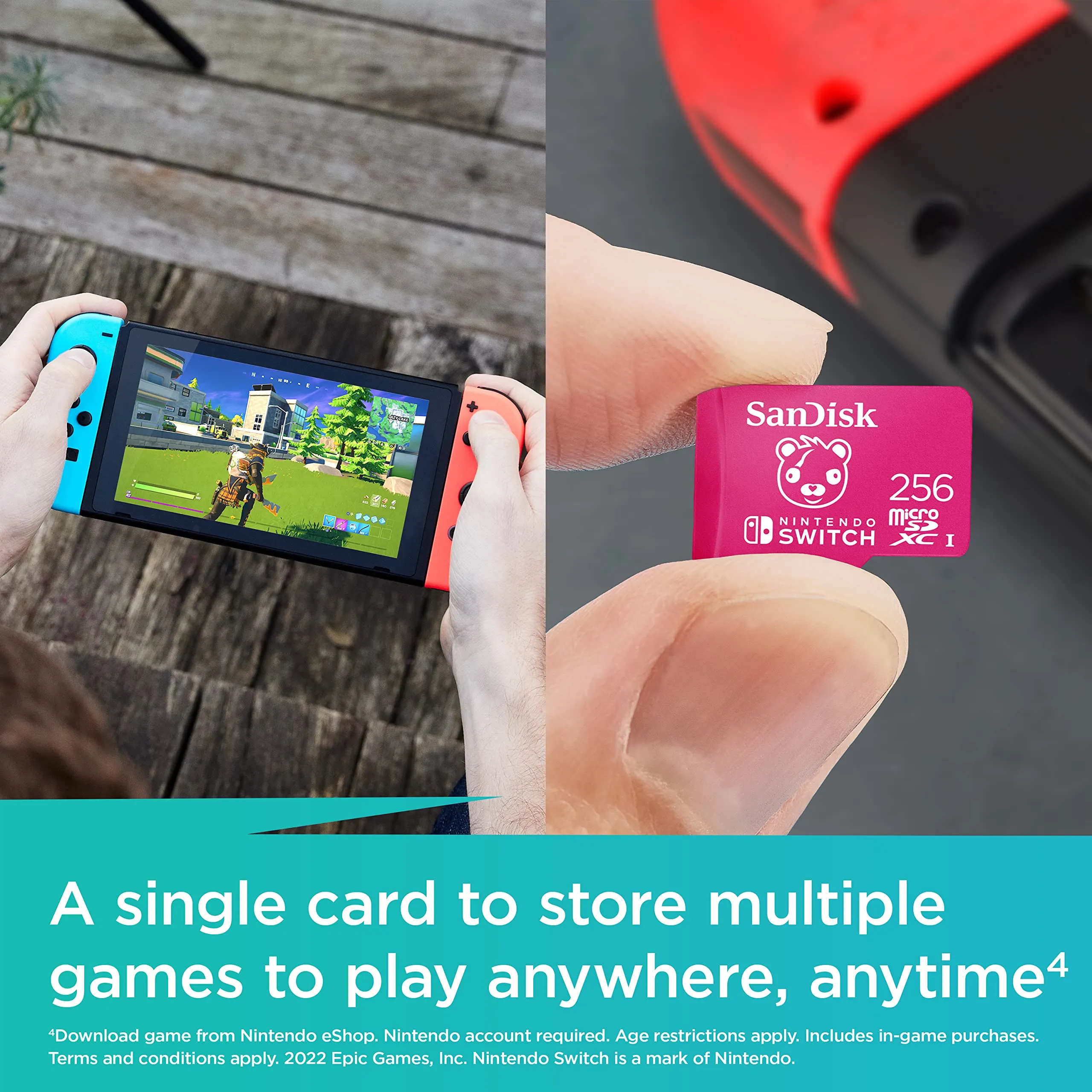 SanDisk 256GB Fortnite microSDXC Memory Card for Nintendo Switch, UHS-I Class 10 U3, up to 100 MB/s - immagine 6