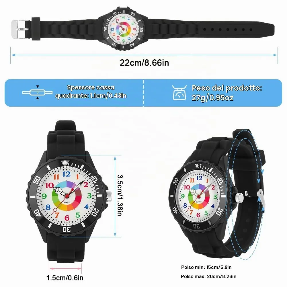 OSDUE Orologio Educativo per Bambini, Resistente all'Acqua, per Ragazzi e Ragazze - immagine 2