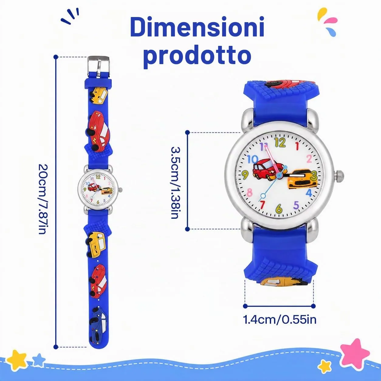 KATELUO Orologio Analogico al Quarzo 3D Cartoon per Bambini e Ragazzi 3-12 Anni, Impermeabile - immagine 2