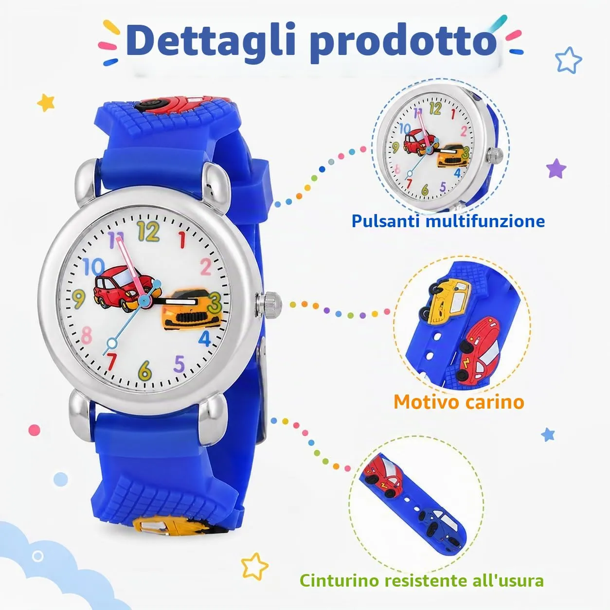 KATELUO Orologio Analogico al Quarzo 3D Cartoon per Bambini e Ragazzi 3-12 Anni, Impermeabile - immagine 3