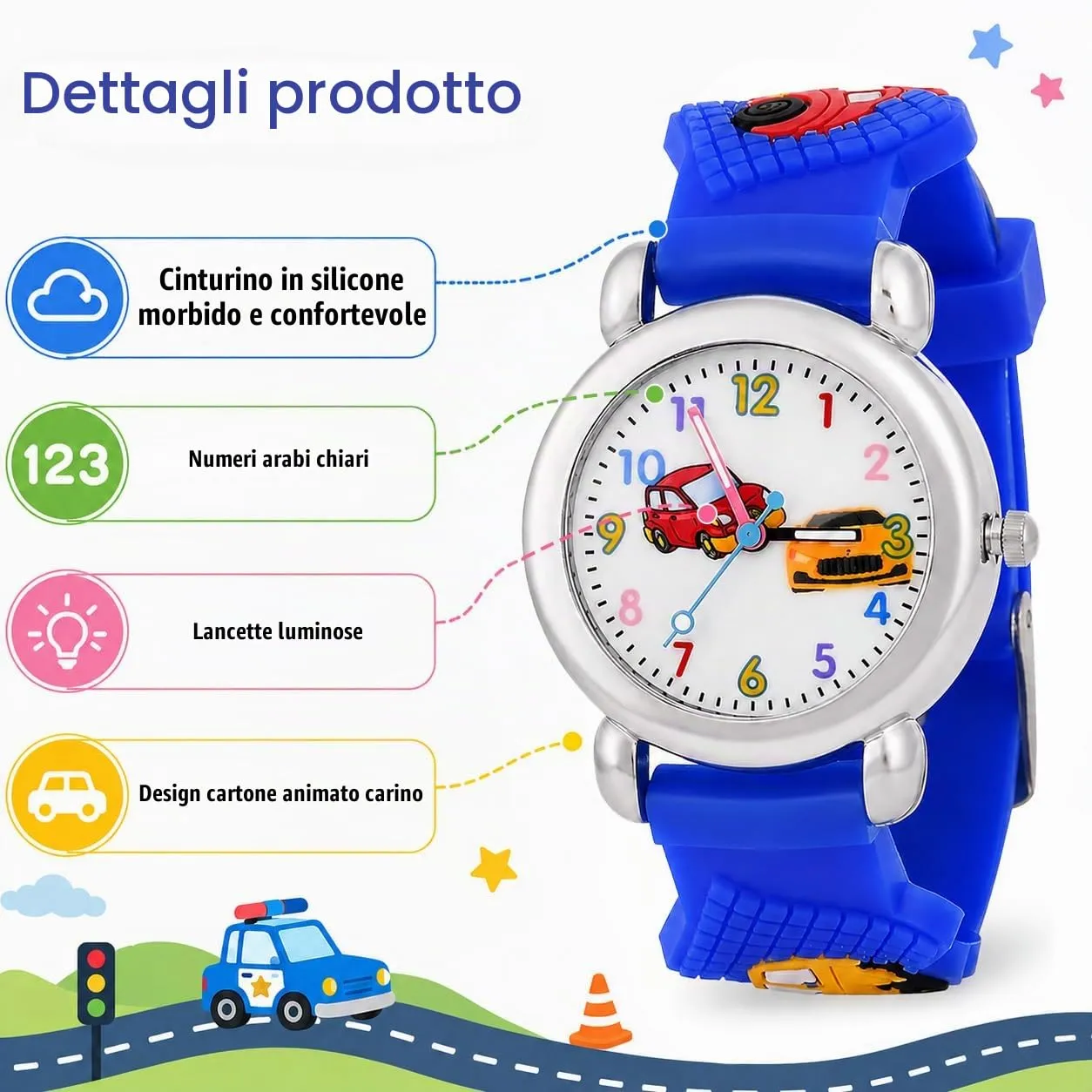 KATELUO Orologio Analogico al Quarzo 3D Cartoon per Bambini e Ragazzi 3-12 Anni, Impermeabile - immagine 4