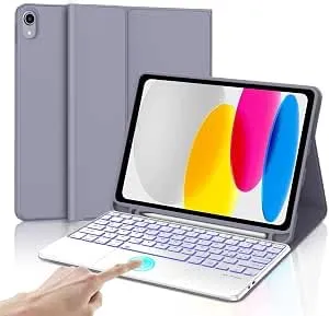 IVEOPPE Tastiera con Touchpad e Cover per iPad 11 Generazione 11" (2025) e iPad 10 Generazione 10.9" (2022) Retroilluminata a 7 Colori - immagine 1