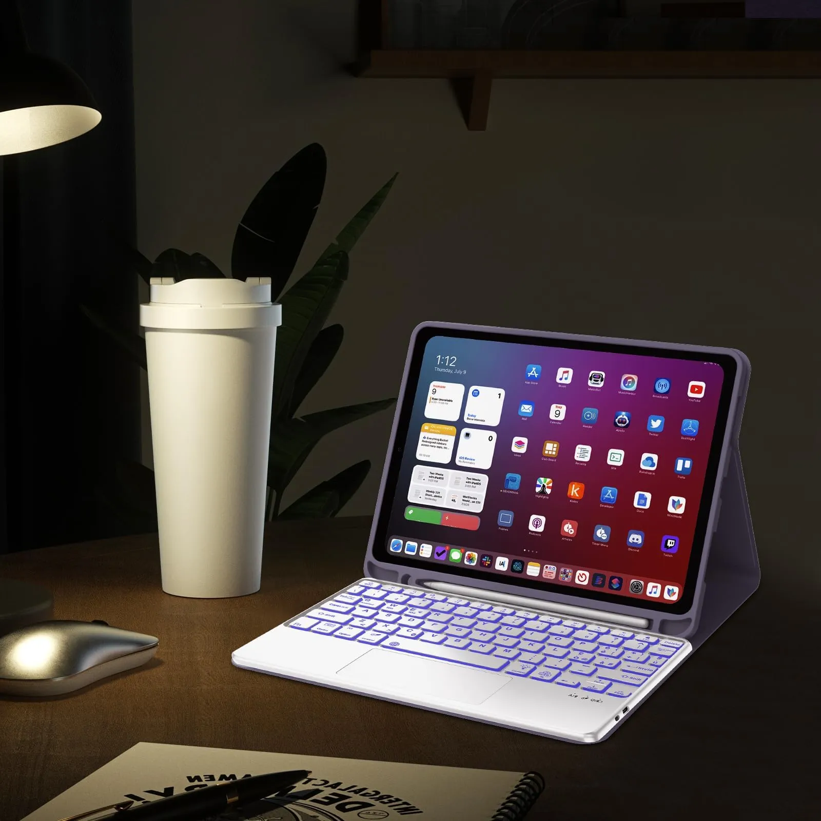 IVEOPPE Tastiera con Touchpad e Cover per iPad 11 Generazione 11" (2025) e iPad 10 Generazione 10.9" (2022) Retroilluminata a 7 Colori - immagine 9