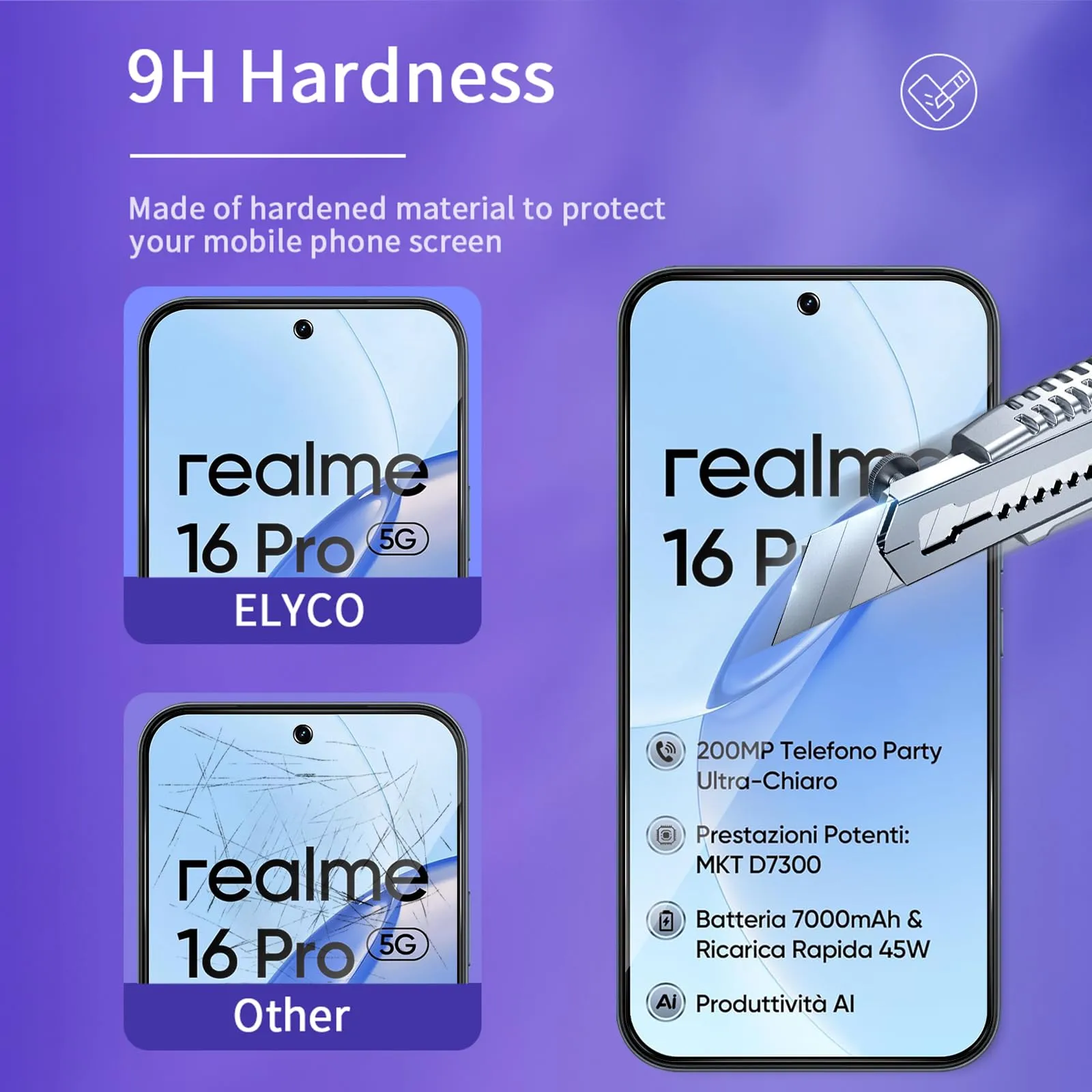 ELYCO Vetro Temperato Privacy per Realme 16 Pro 5G, 2 Pezzi - immagine 5