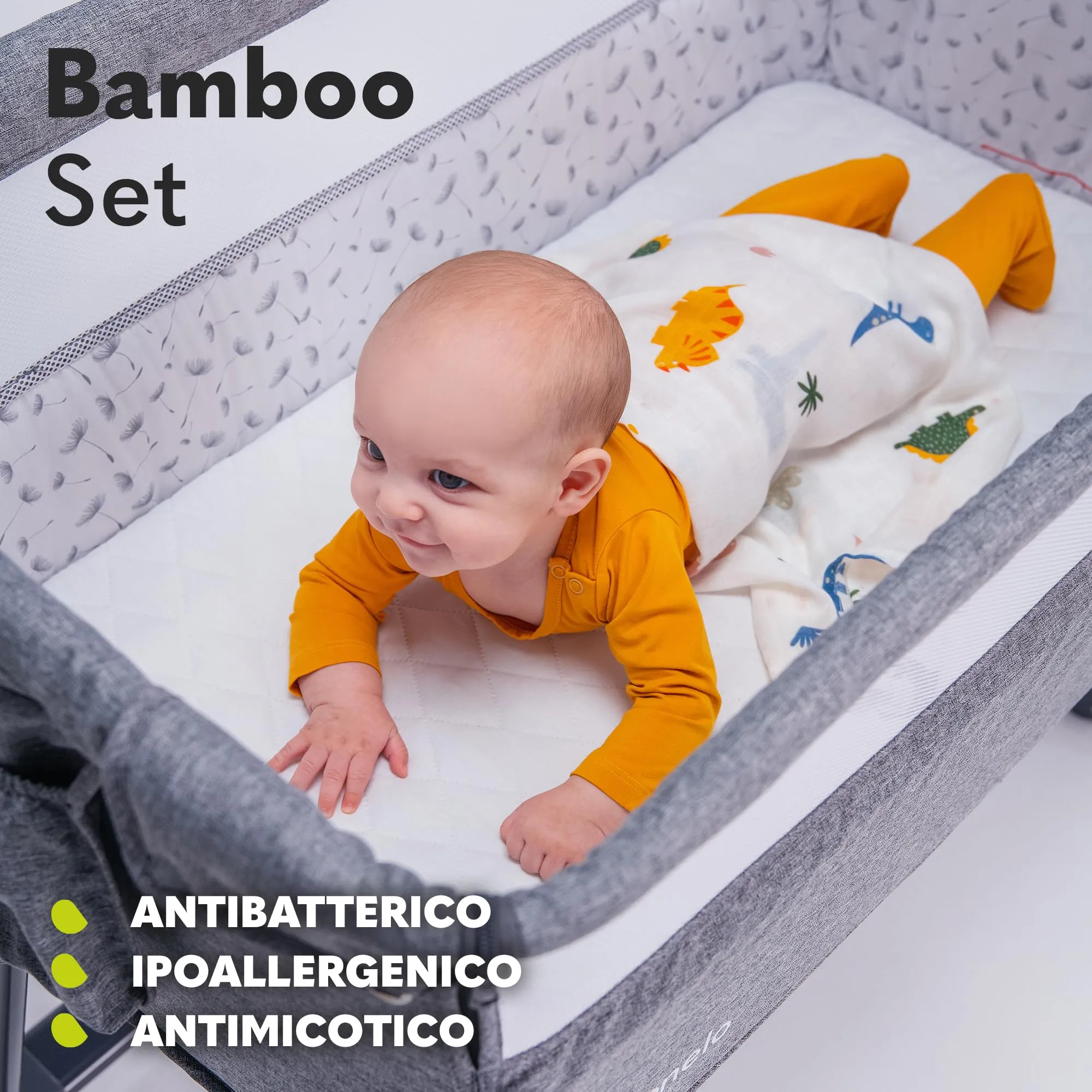 Lionelo Bamboo Set 3 Pezzi Mussole per Neonato, 70x70 cm, 100% Cotone Bambù - immagine 5