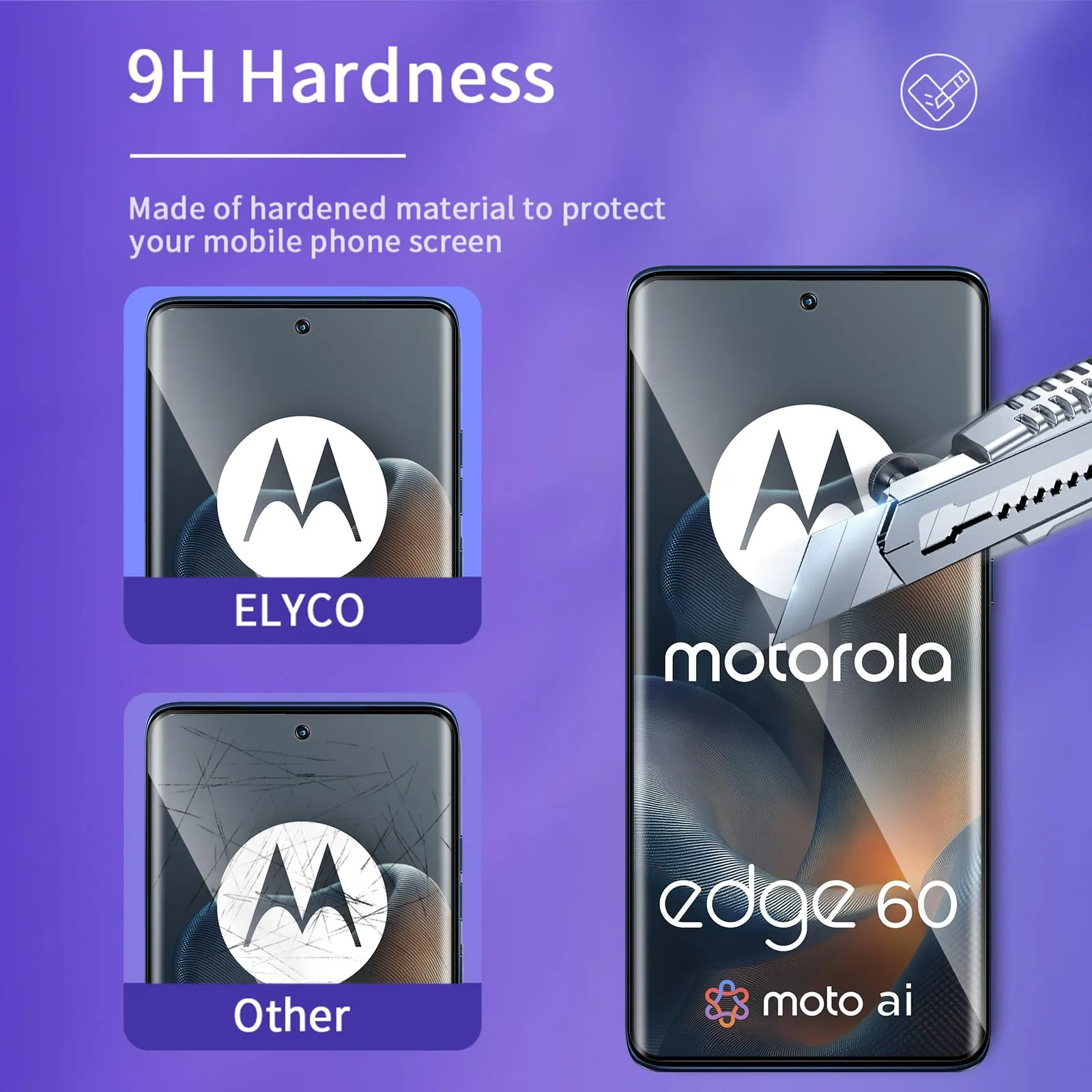 ELYCO Vetro Temperato per Motorola Moto Edge 60/60 Fusion, 2+2 Pezzi - immagine 5