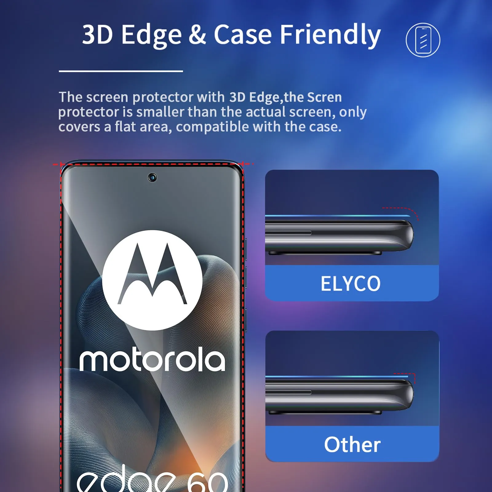 ELYCO Vetro Temperato per Motorola Moto Edge 60/60 Fusion, 2+2 Pezzi - immagine 7