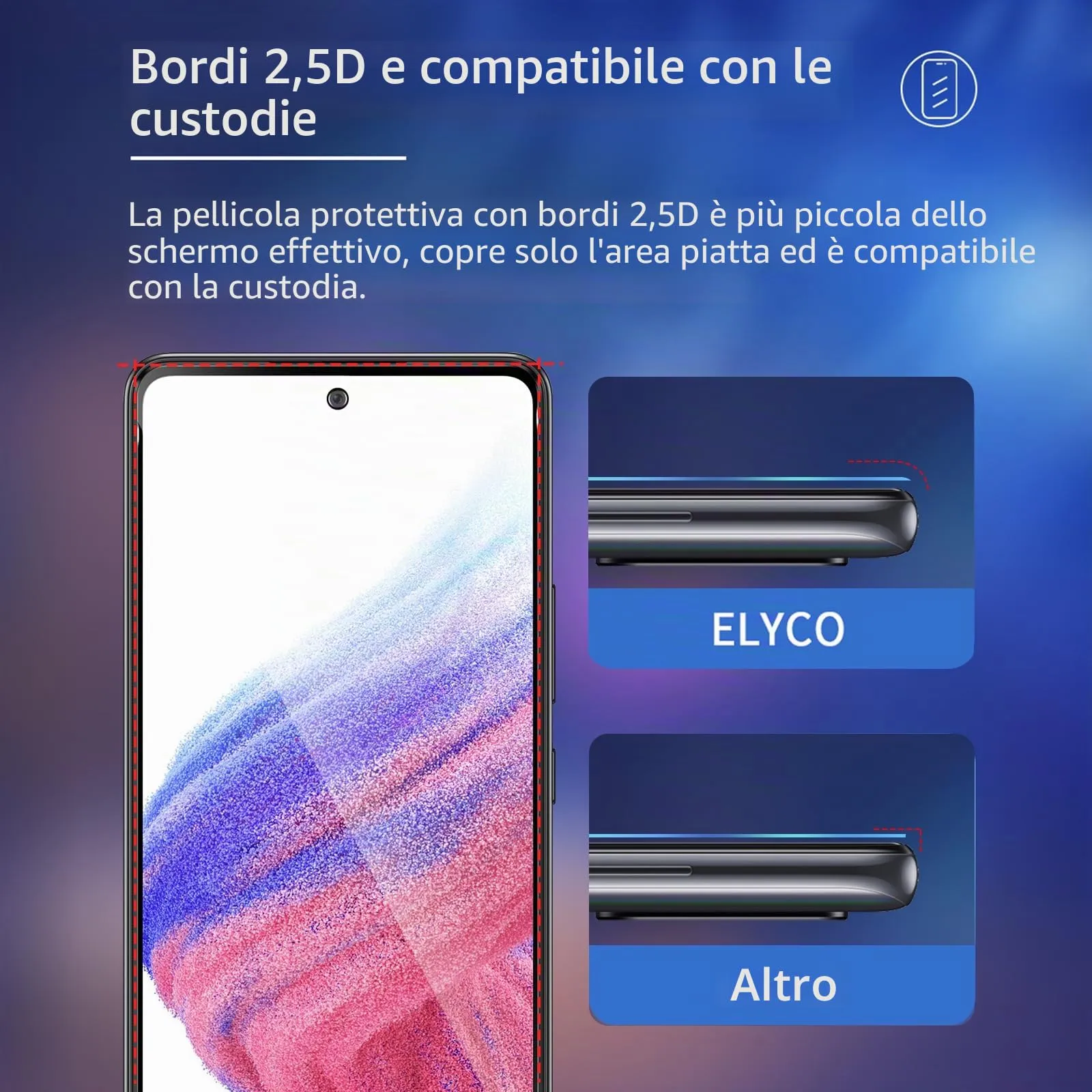 ELYCO Vetro Temperato Privacy per Samsung Galaxy A53/A52/A52s 4G/5G - immagine 7