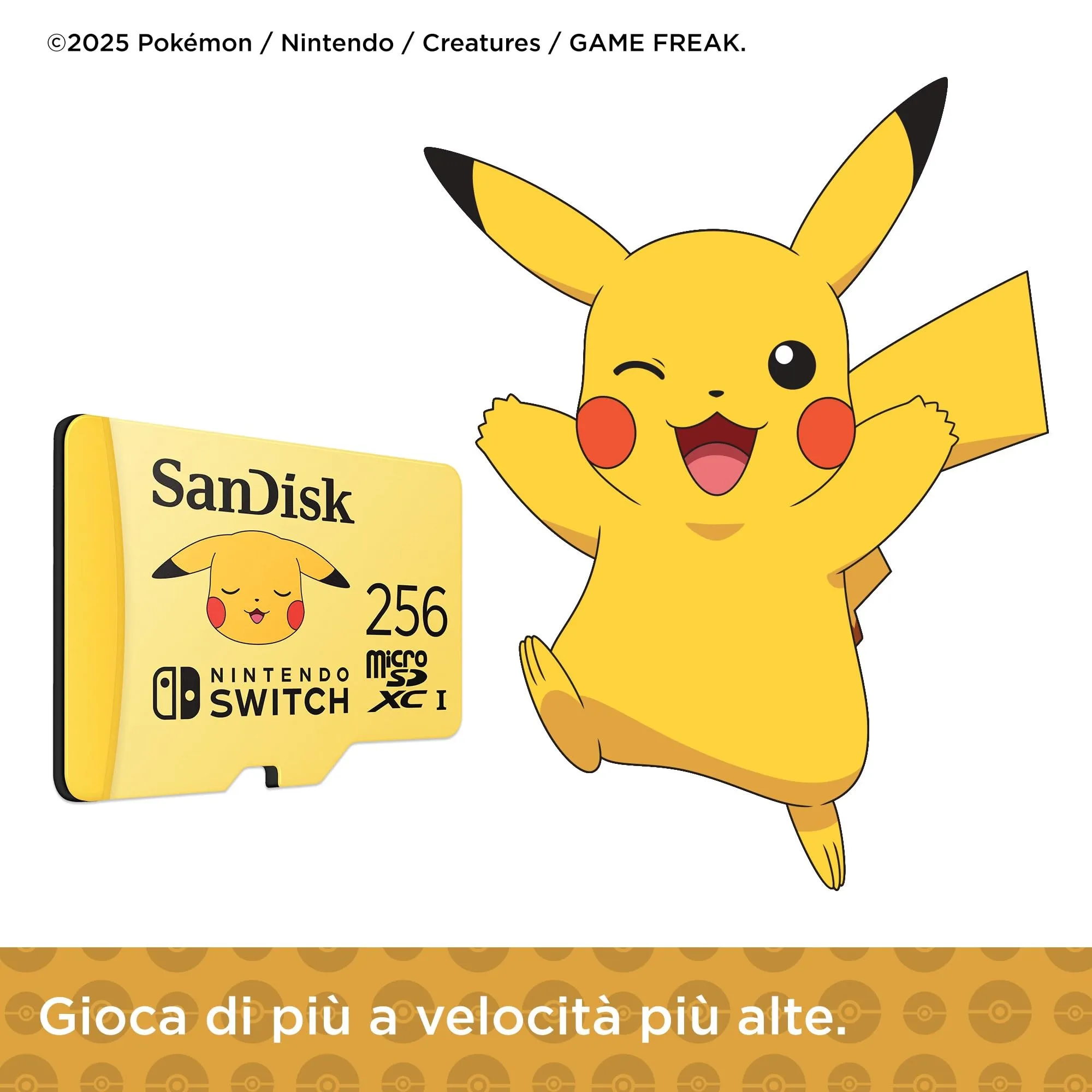 SanDisk microSD per Nintendo Switch Pokémon Pikachu 256GB - immagine 3