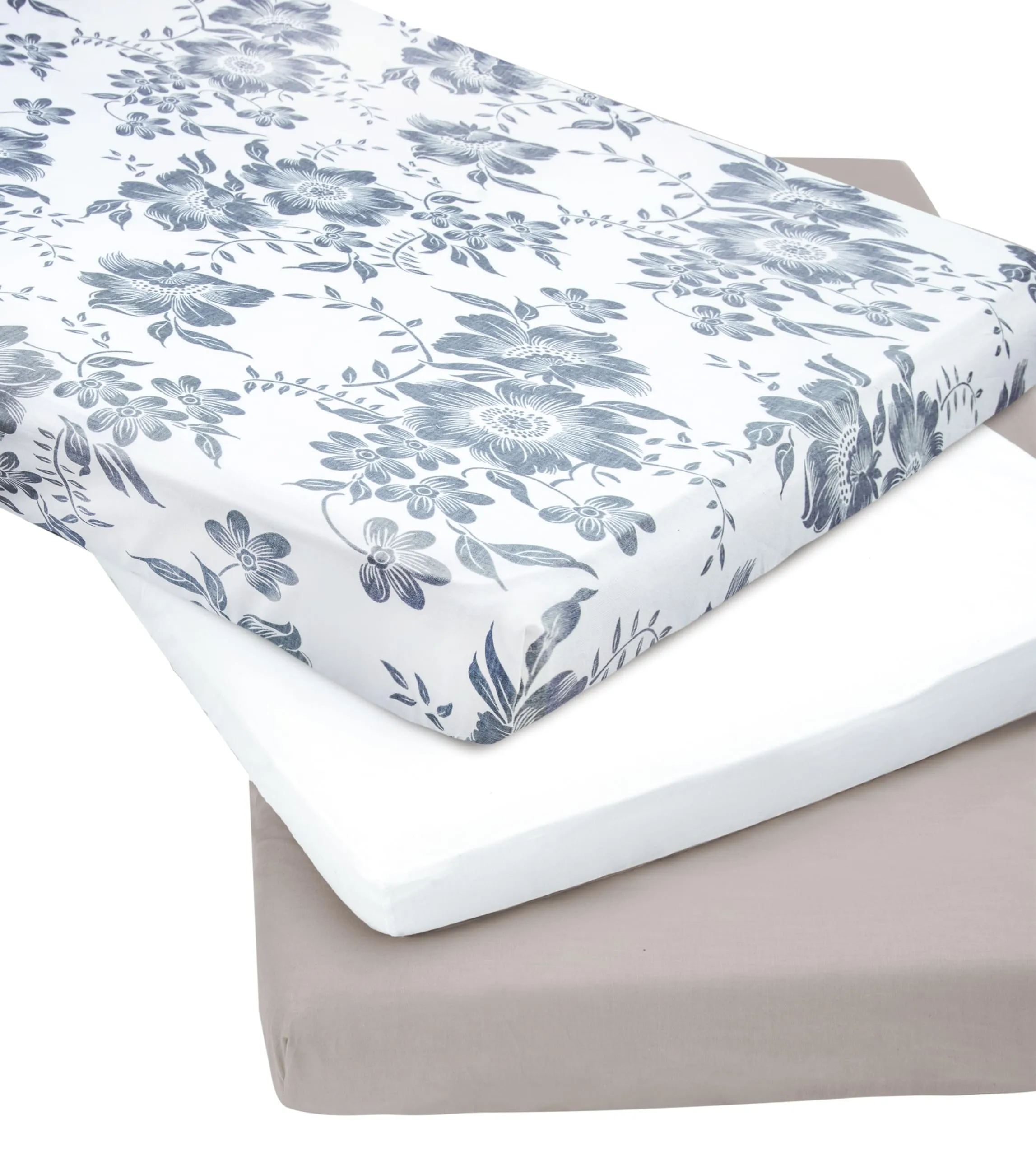 Medi Partners Set di 3 Lenzuola con Angoli per Lettino Neonato 60x120, 100% Cotone (Berry-Bianco-Grigio) - immagine 2