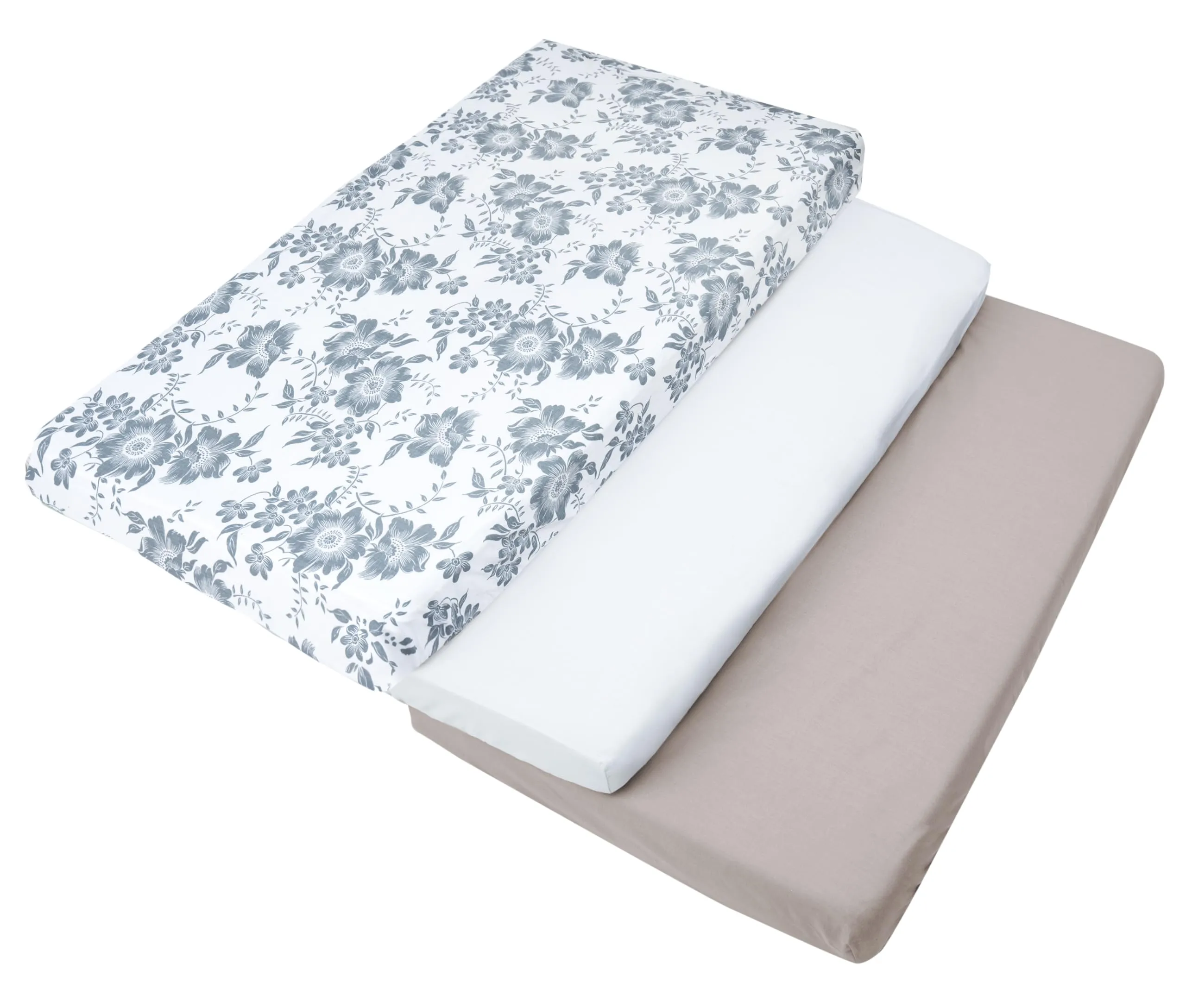 Medi Partners Set di 3 Lenzuola con Angoli per Lettino Neonato 60x120, 100% Cotone (Berry-Bianco-Grigio) - immagine 6