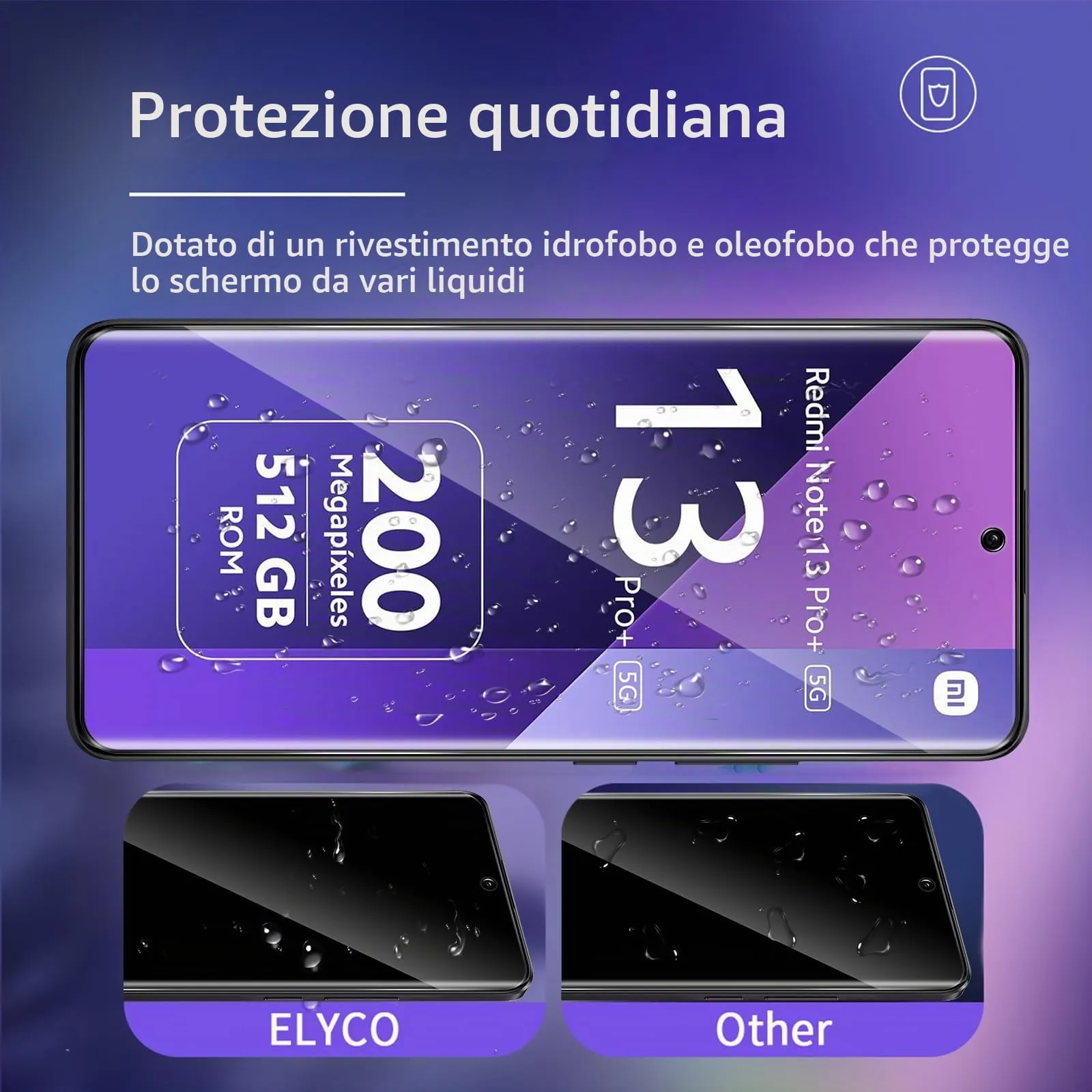 ELYCO Vetro Temperato Privacy per Xiaomi Redmi Note 13 Pro Plus 5G, 2 Pezzi - immagine 4
