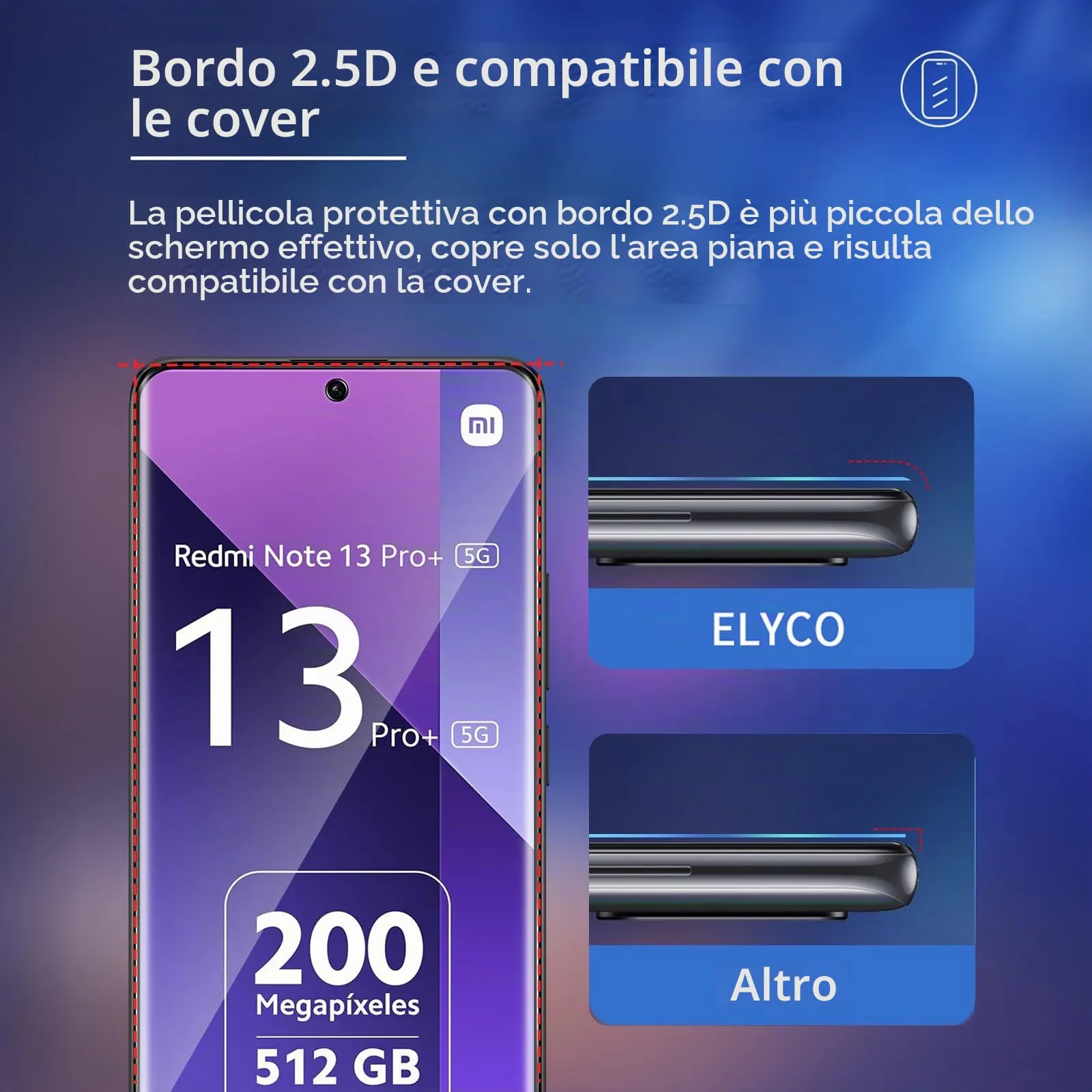 ELYCO Vetro Temperato Privacy per Xiaomi Redmi Note 13 Pro Plus 5G, 2 Pezzi - immagine 7