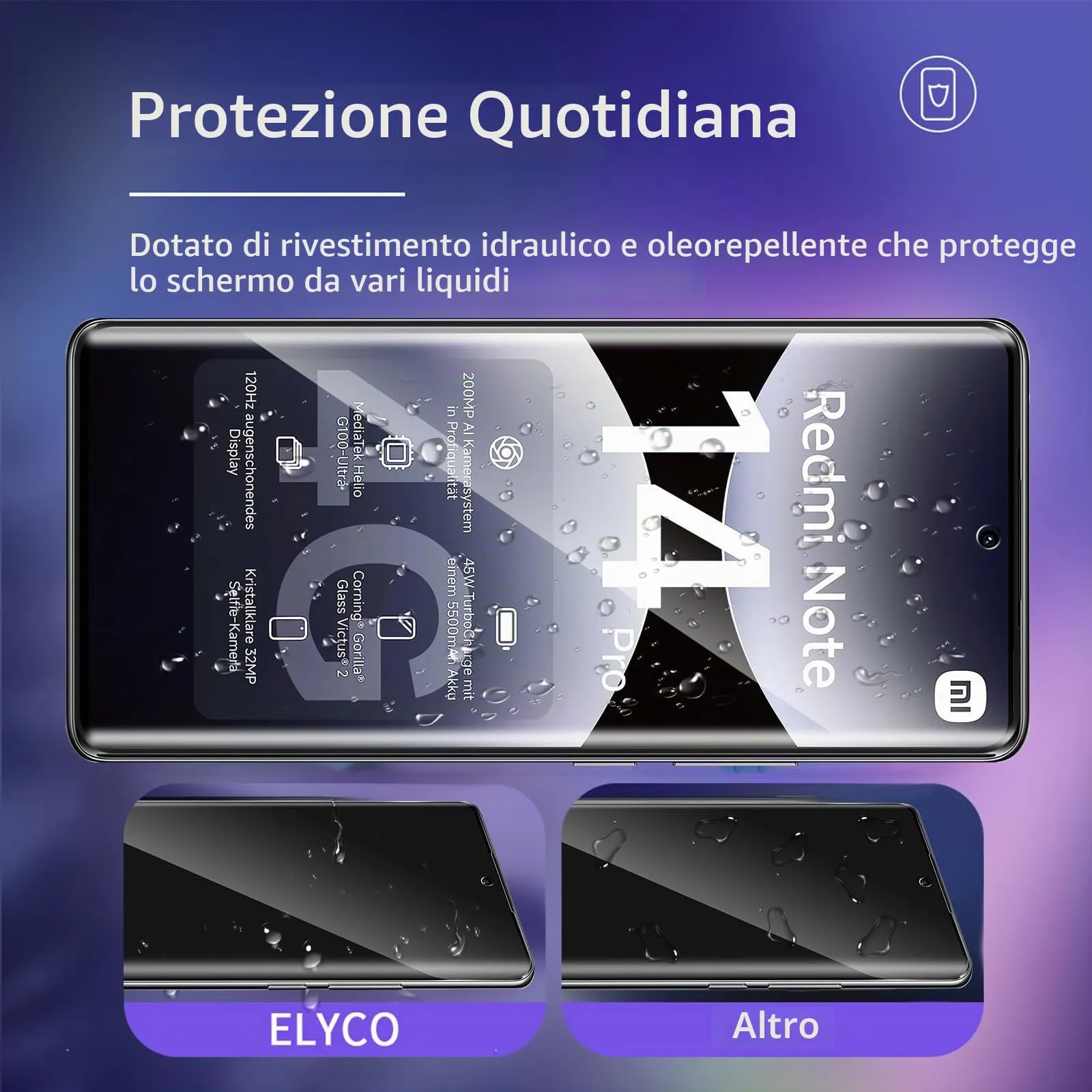 ELYCO Vetro Temperato Privacy per Redmi Note 14 Pro / Note 14 Pro Plus 4G/5G - immagine 4