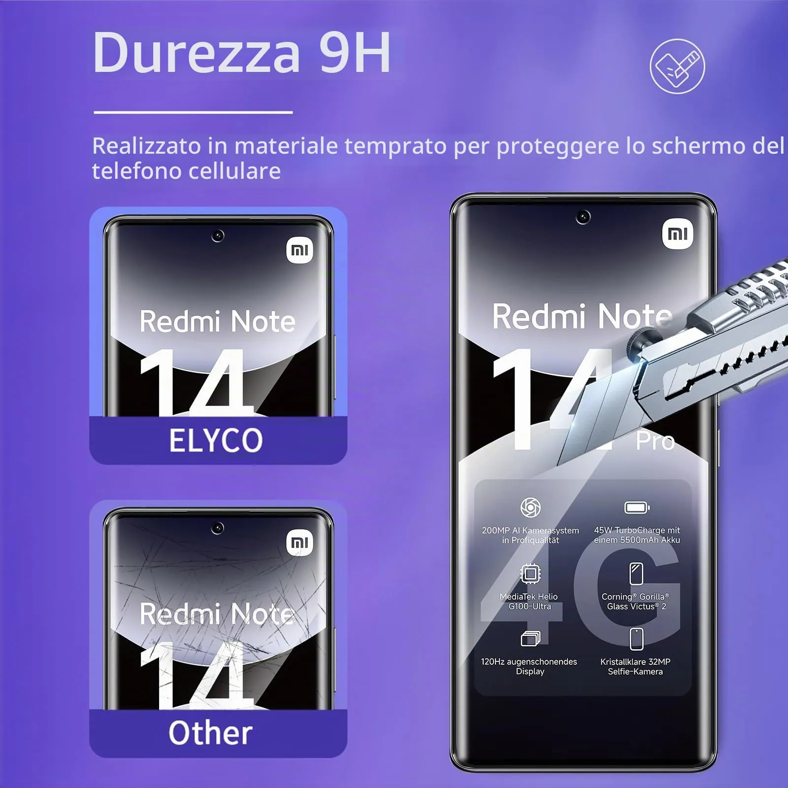 ELYCO Vetro Temperato Privacy per Redmi Note 14 Pro / Note 14 Pro Plus 4G/5G - immagine 5