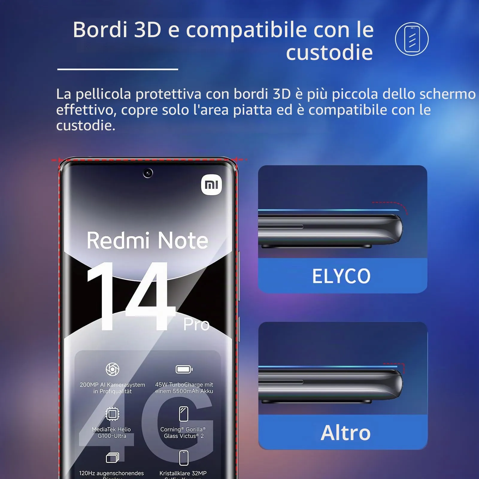 ELYCO Vetro Temperato Privacy per Redmi Note 14 Pro / Note 14 Pro Plus 4G/5G - immagine 7