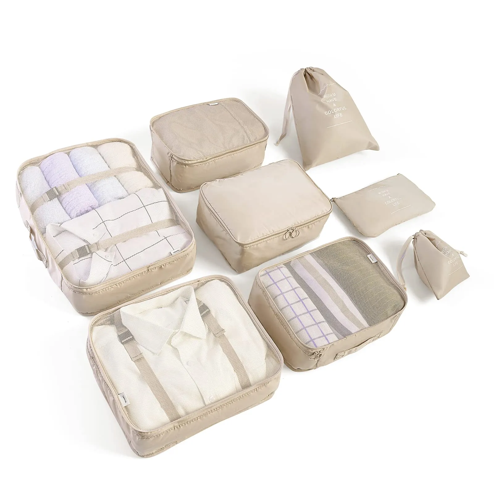 BillyBath Set Organizer per Valigie, 8 Pezzi, Beige - immagine 1