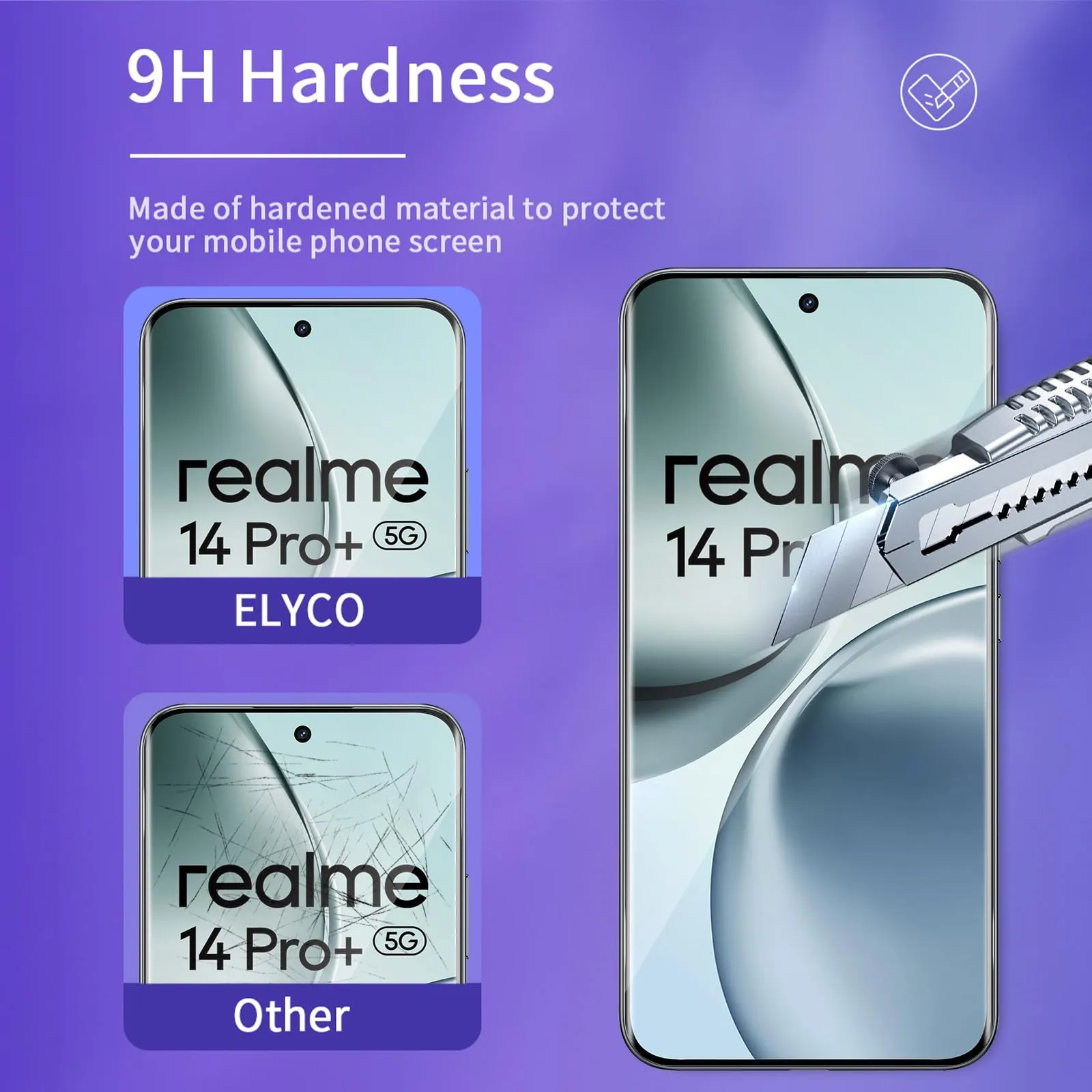 ELYCO Vetro Temperato per Realme 14 Pro Plus, 2+2 Pezzi - immagine 3