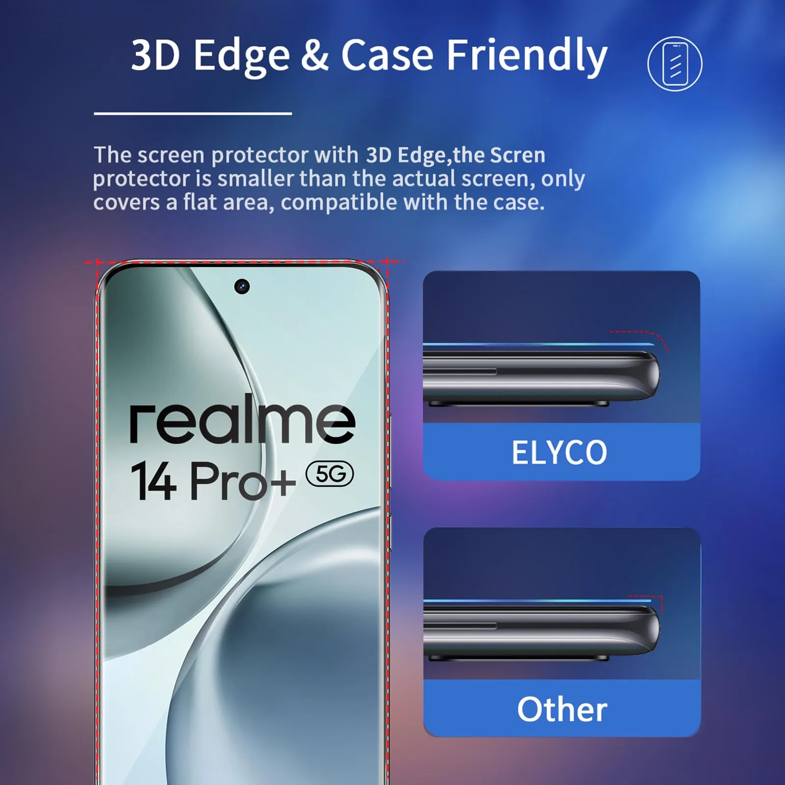 ELYCO Vetro Temperato per Realme 14 Pro Plus, 2+2 Pezzi - immagine 5