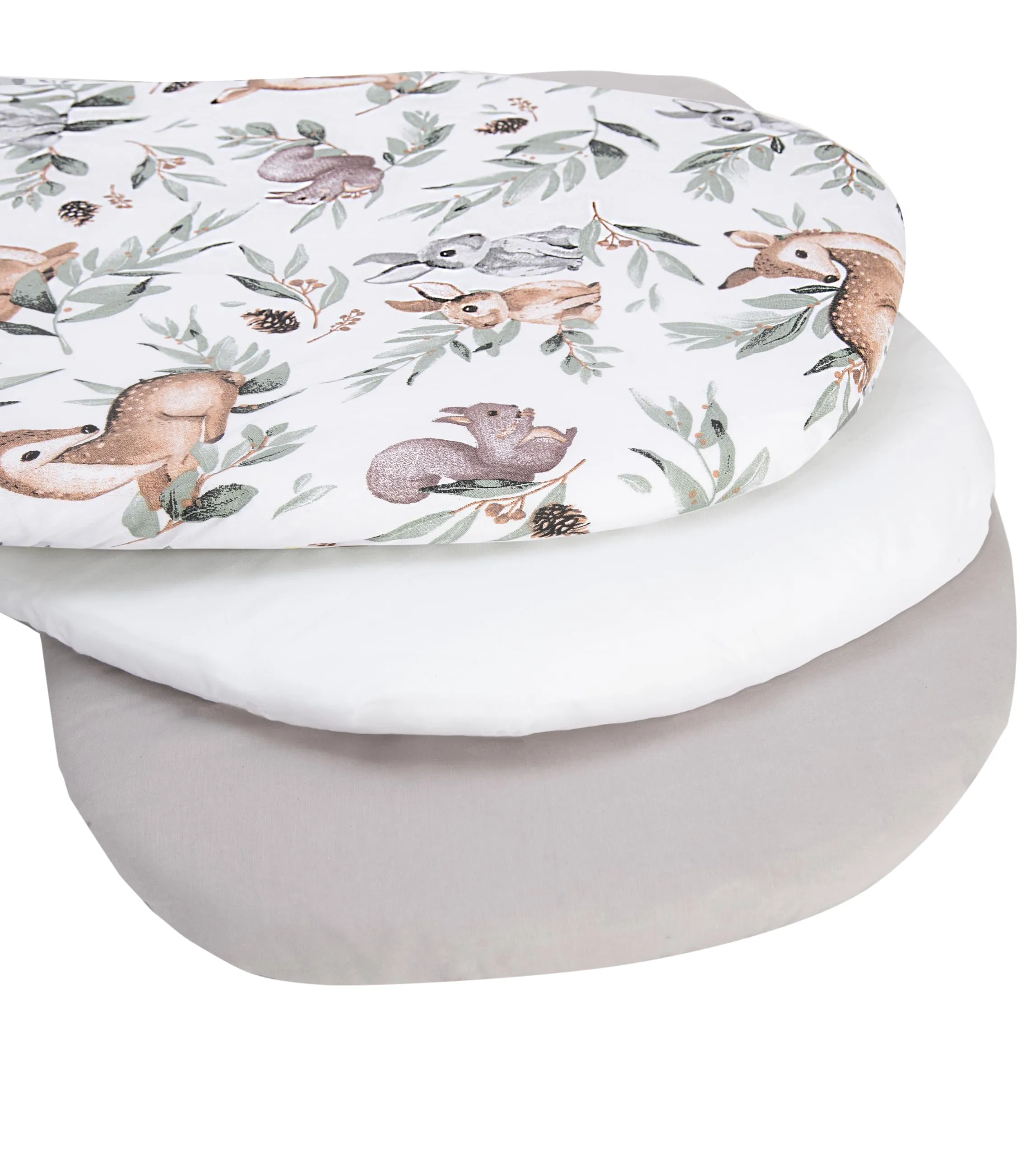 Medi Partners Lenzuola Lettino Culla 86x40 Set di 3, 100% Cotone, Cervo E Scoiattolo-Bianco-Grigio - immagine 2