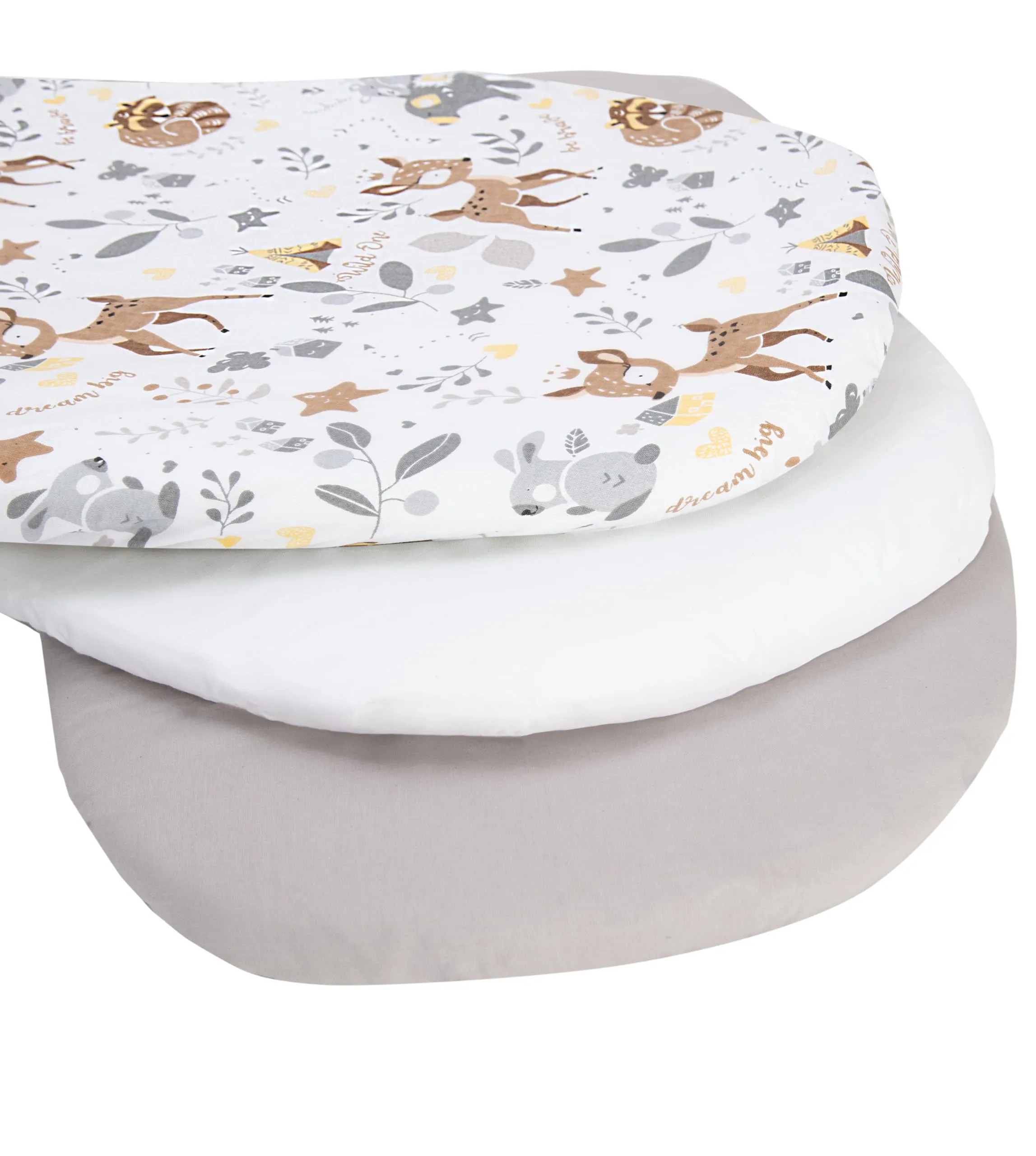Medi Partners Lenzuola Lettino Culla 86x40 Set 3 Lenzuoli Navicella Neonato Carrozzina con Angoli 100% Cotone (Cervo-Bianco-Grigio) - immagine 2