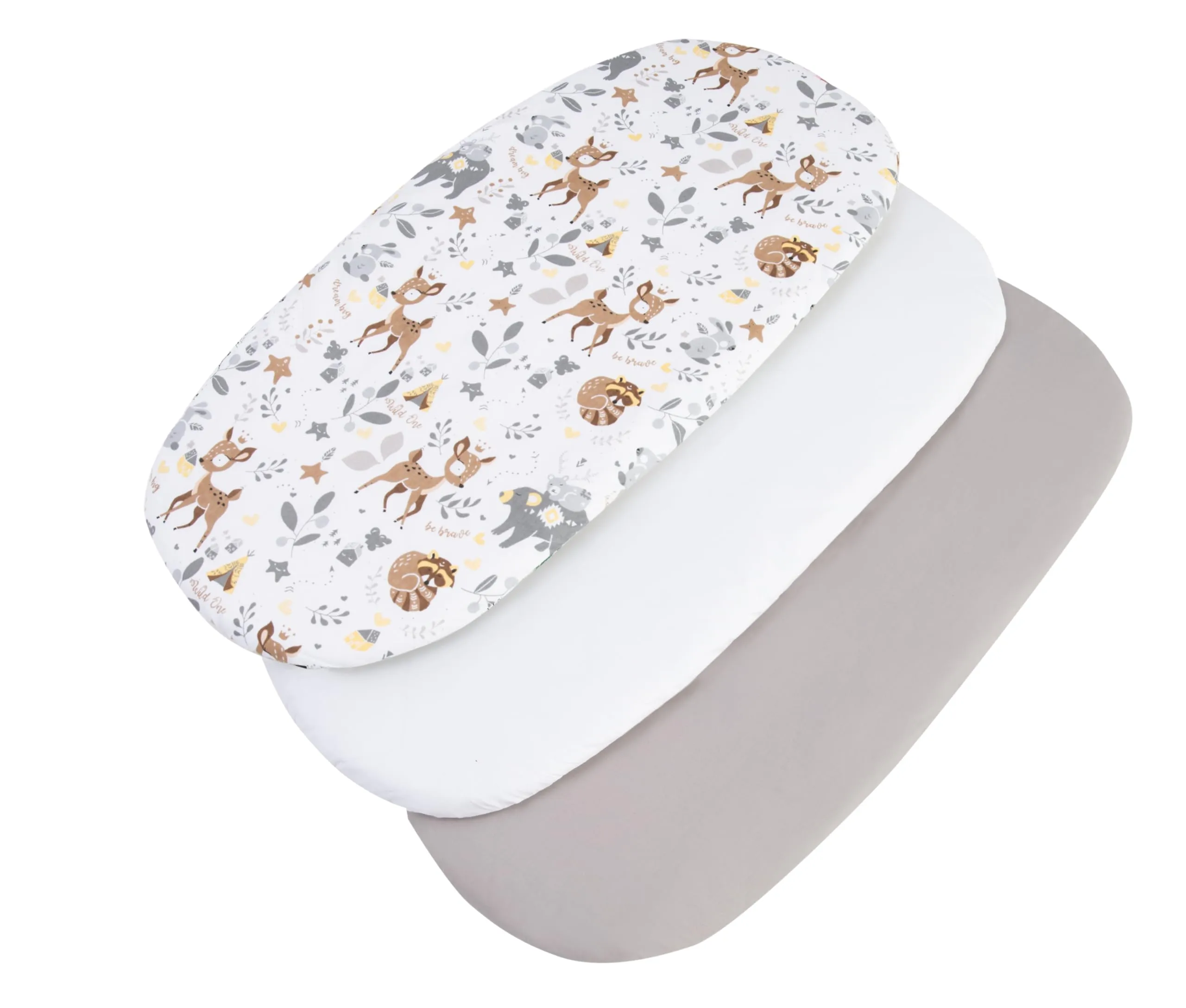 Medi Partners Lenzuola Lettino Culla 86x40 Set 3 Lenzuoli Navicella Neonato Carrozzina con Angoli 100% Cotone (Cervo-Bianco-Grigio) - immagine 6