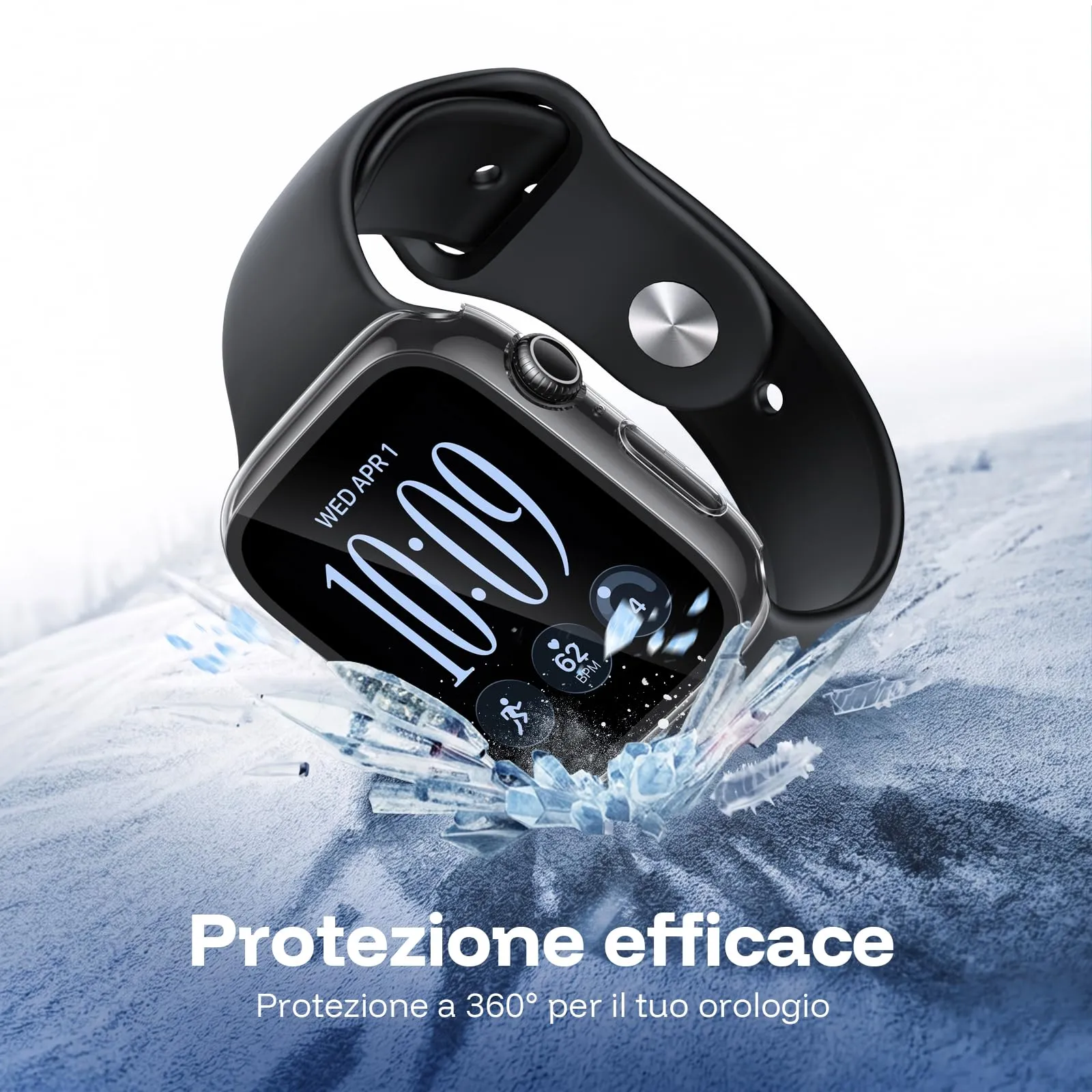 Misxi Cover con Vetro Temperato per Apple Watch Series 12 42mm (2 Pezzi) - immagine 5